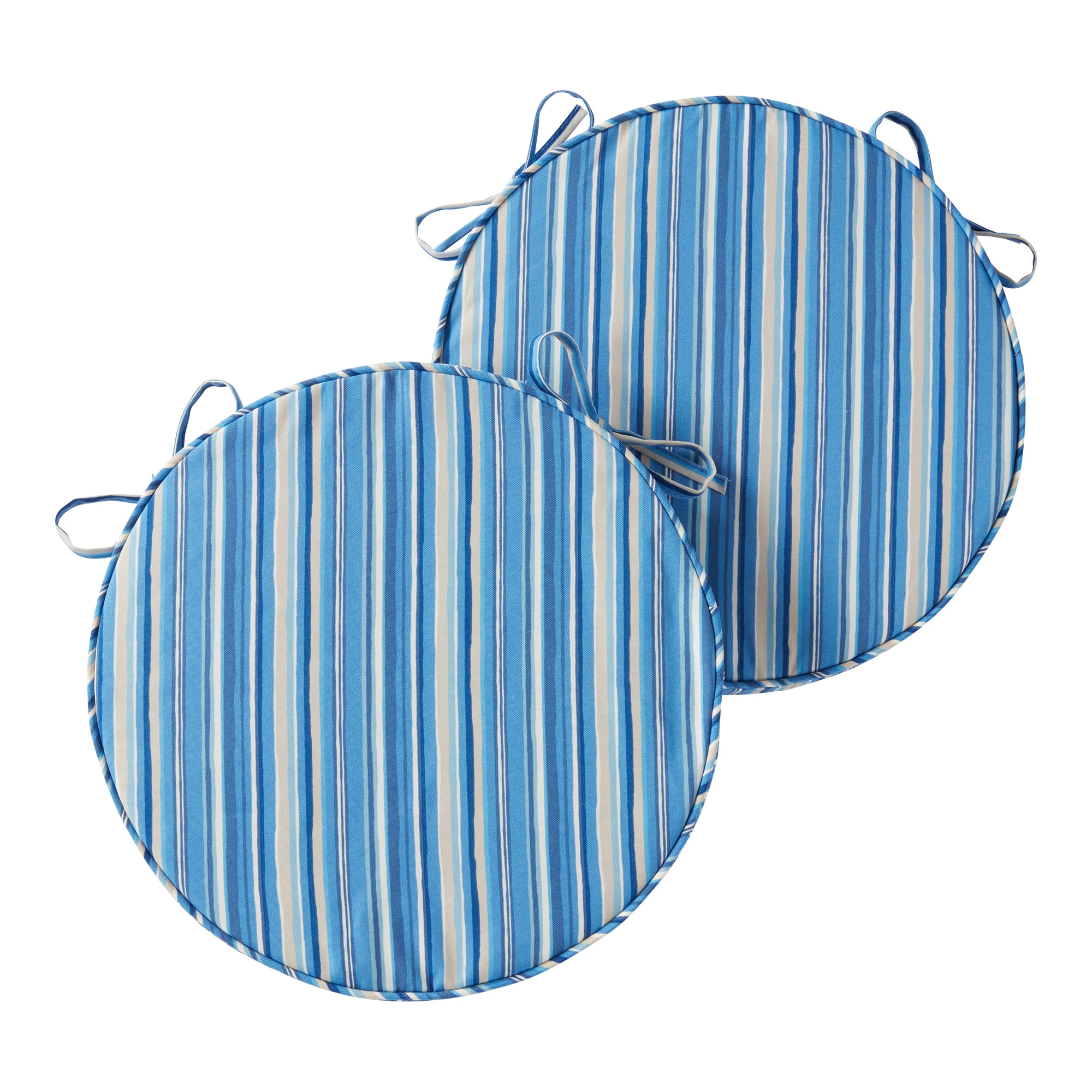 Greendale Home Fashions OP1150S2-SAPPHIRE Round Outdoor 18-in x 18-in 2 -Piece Sapphire Patio chair cushion
