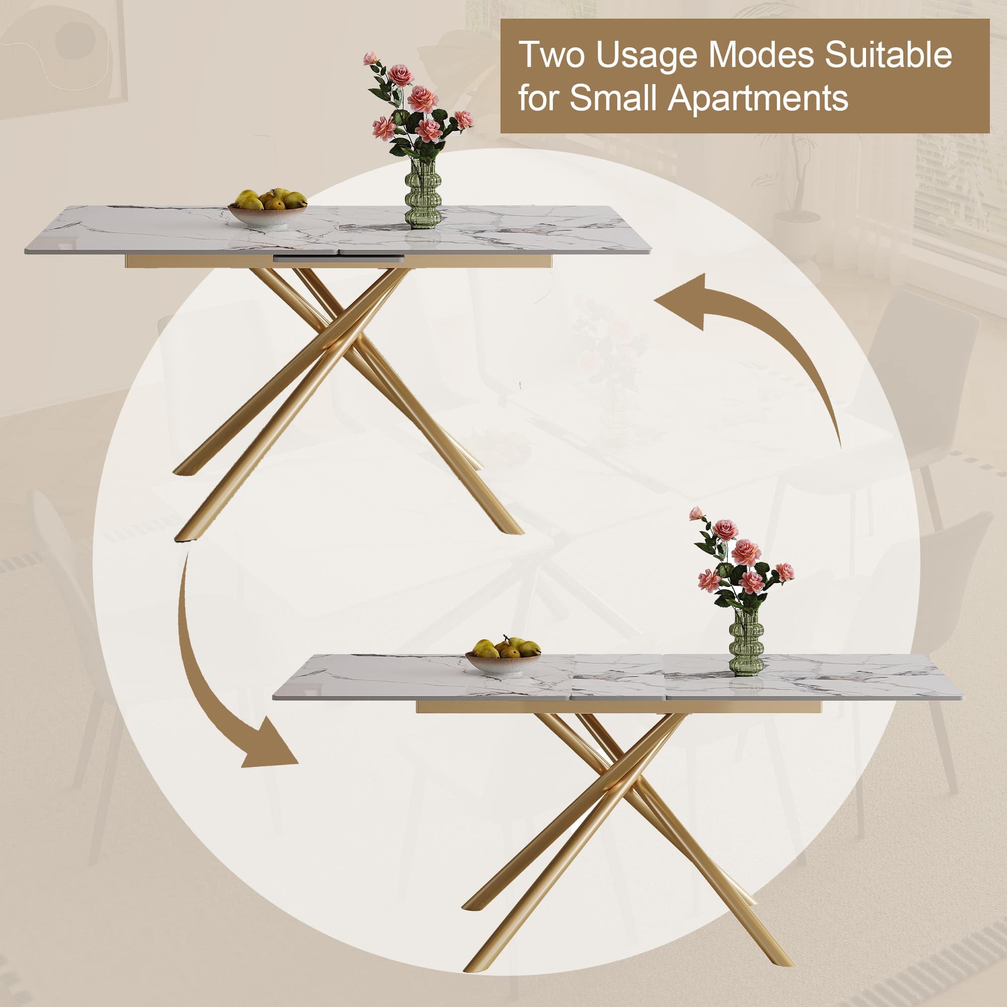 Coolbibila NYLAH-TABLE-GOLD Dining-Tables - View #4