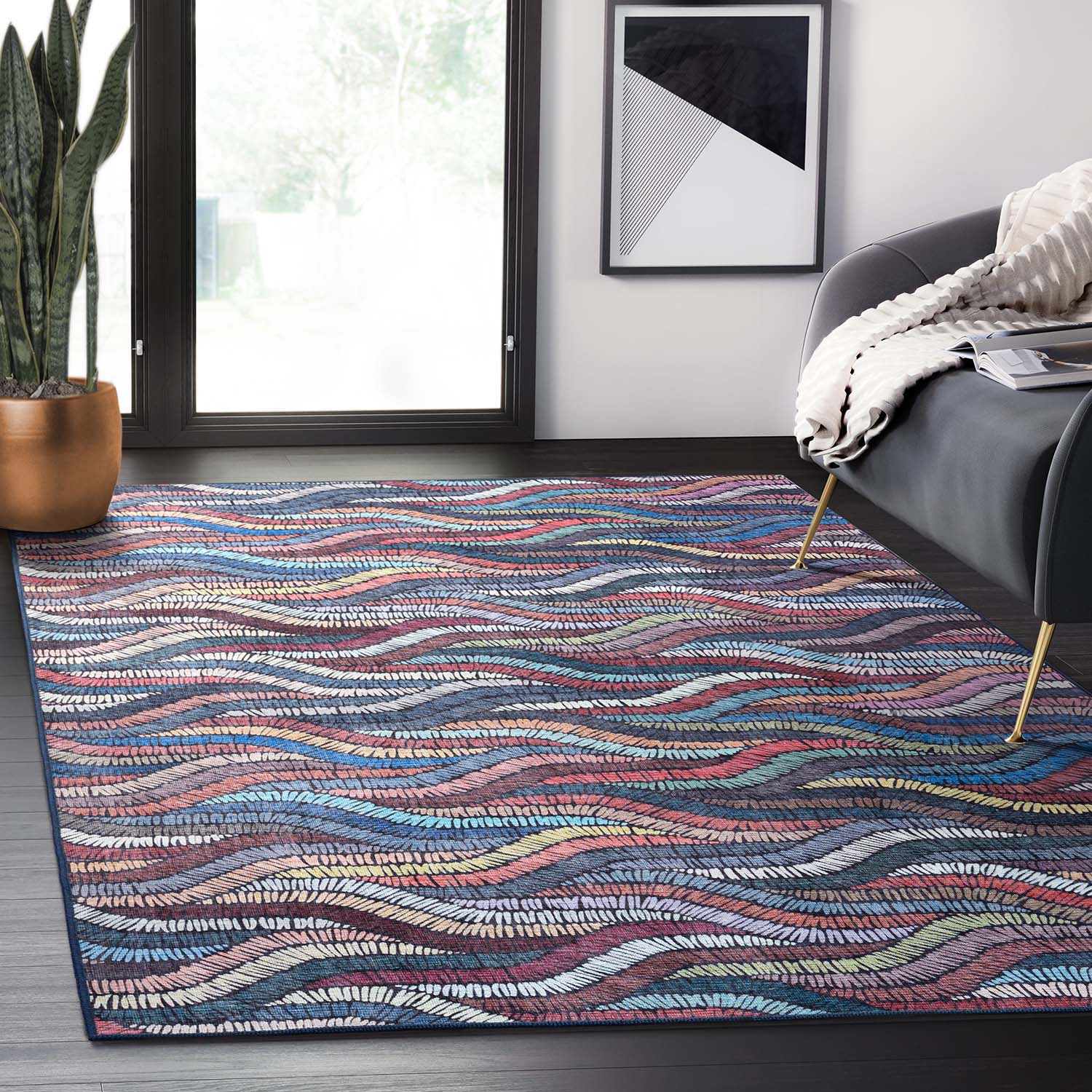 Abani Rugs PAR240A-5 Parker 5 x 8 (ft) Loomed Multi Rectangular Indoor Abstract Machine washable Area rug