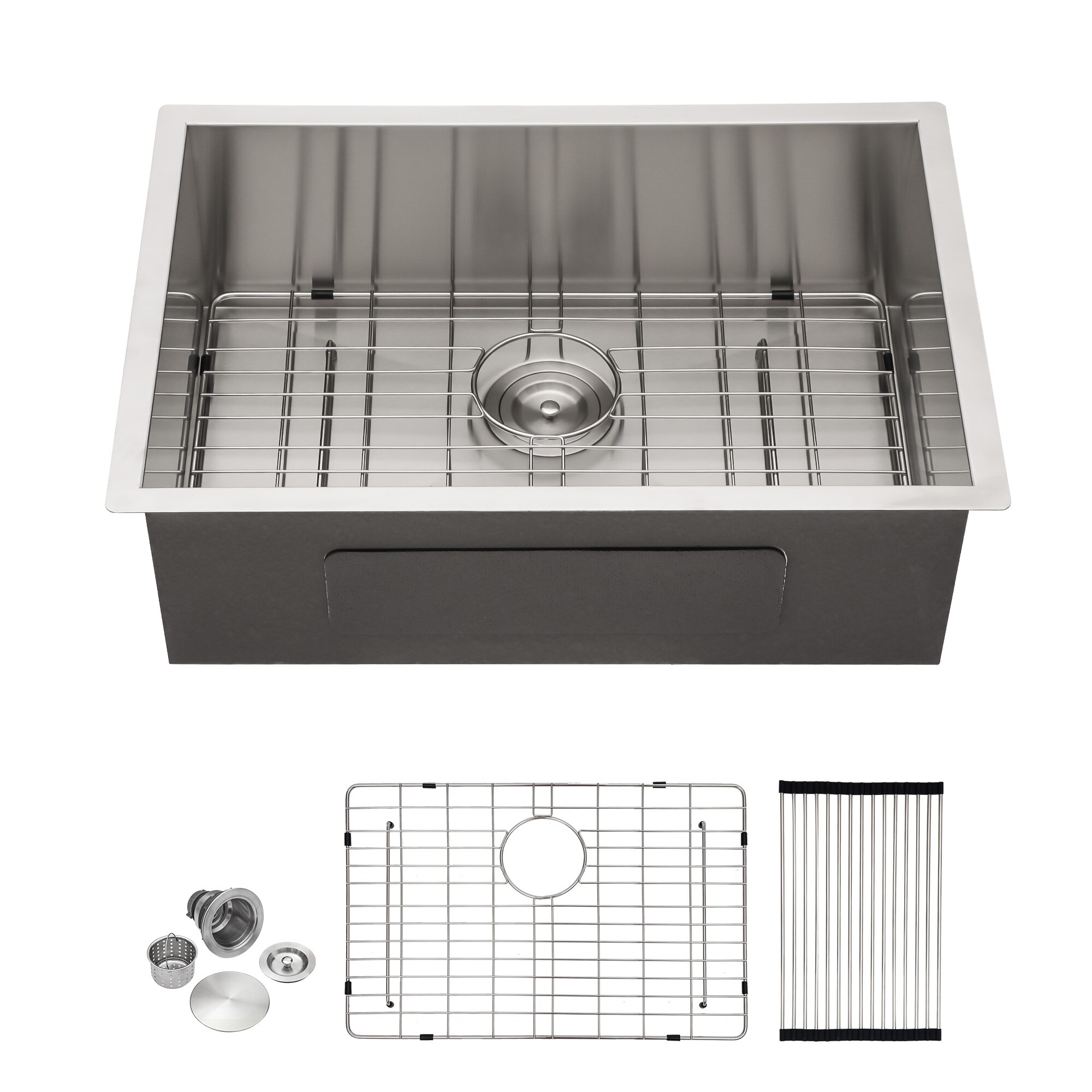 Lordear Stainless Steel Undermount Kitchen Sink Undermount 27-in x 18 ...