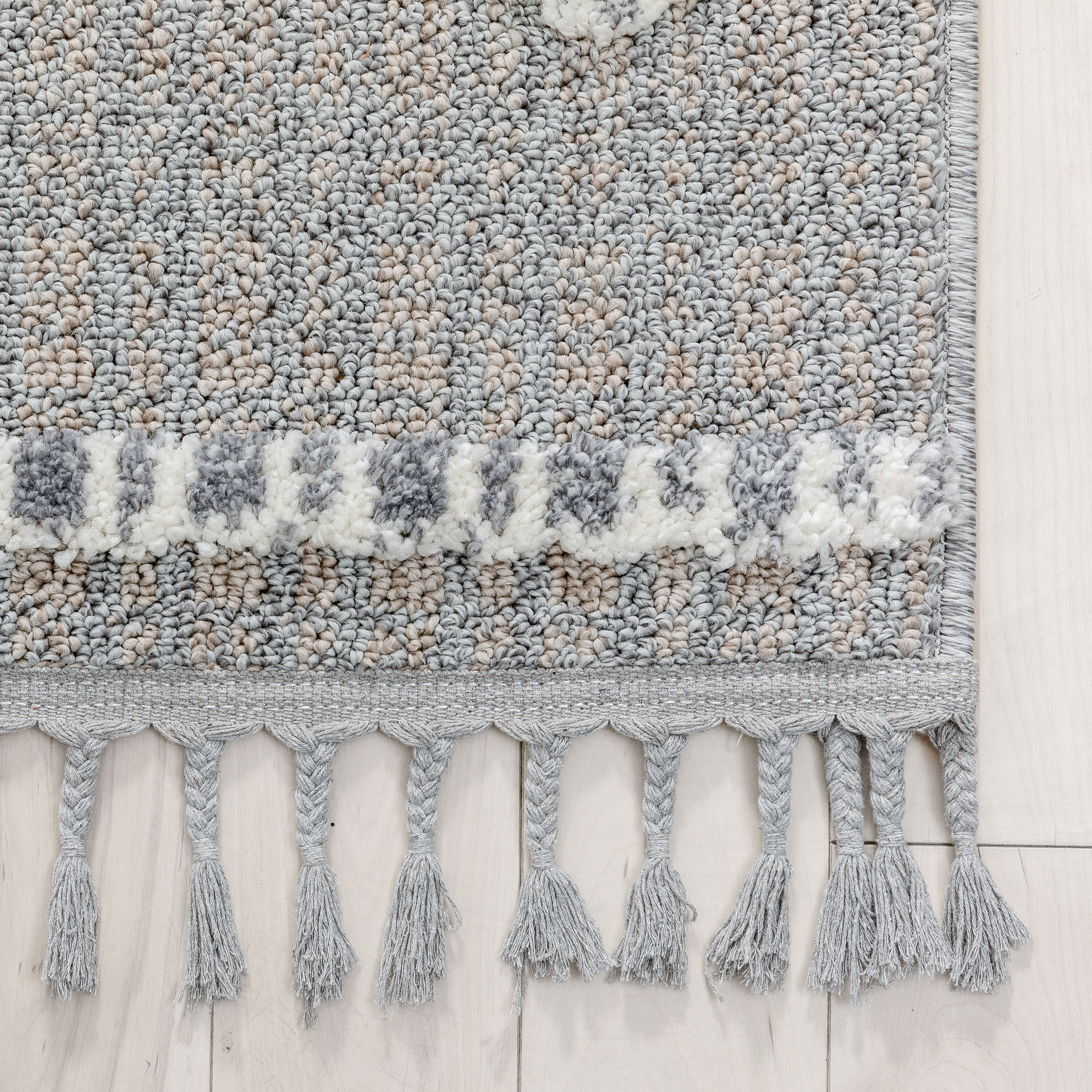 Ivory Geometric Synthetic Reversible Runner Rug