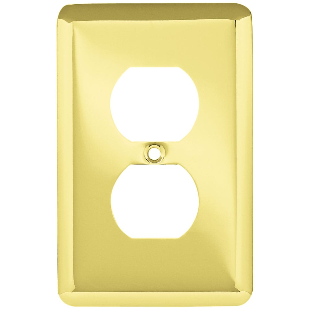 Stamped Round 1-Gang Standard Size Polished Brass Steel Indoor Duplex Wall Plate in Gold | - Style Selections W10249-PB-CP