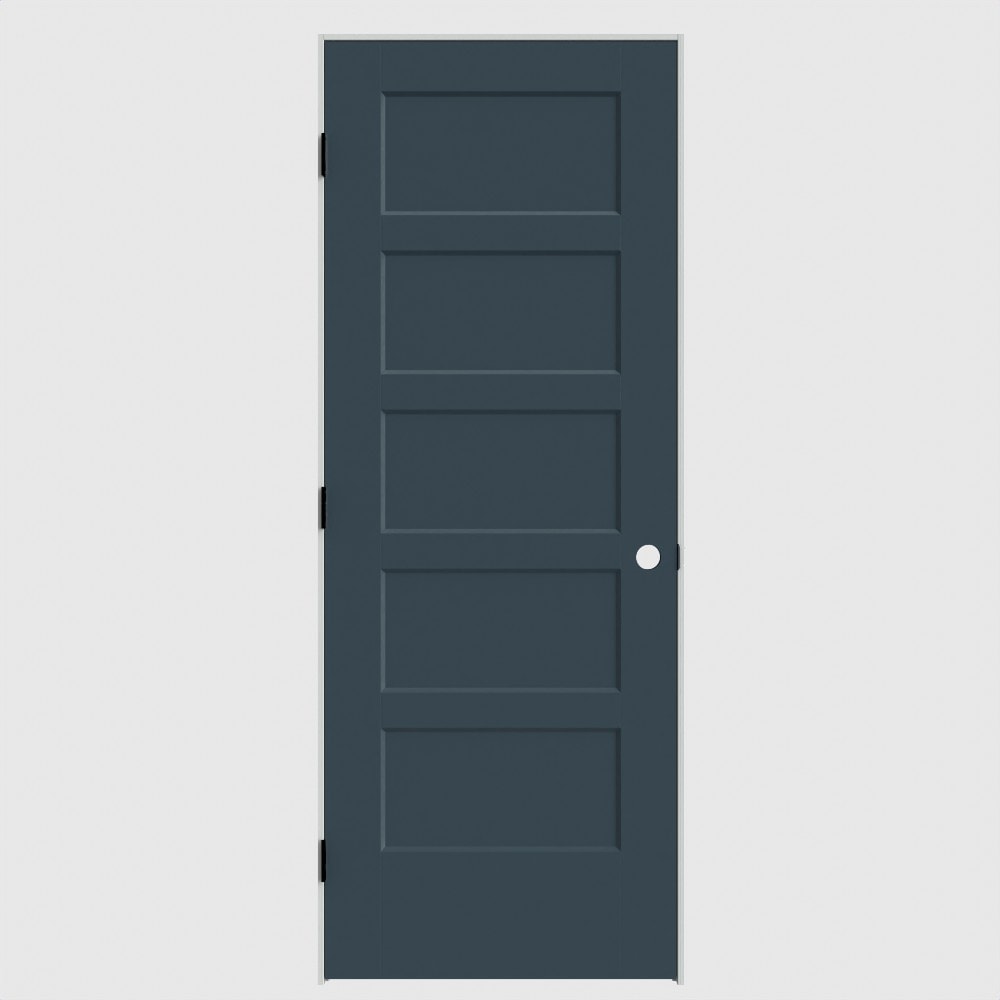Masonite 640782 32-in x 80-in Slate Solid core 5-panel square Right hand Smooth Primed Molded composite Flat Jamb Single Prehung Interior Door