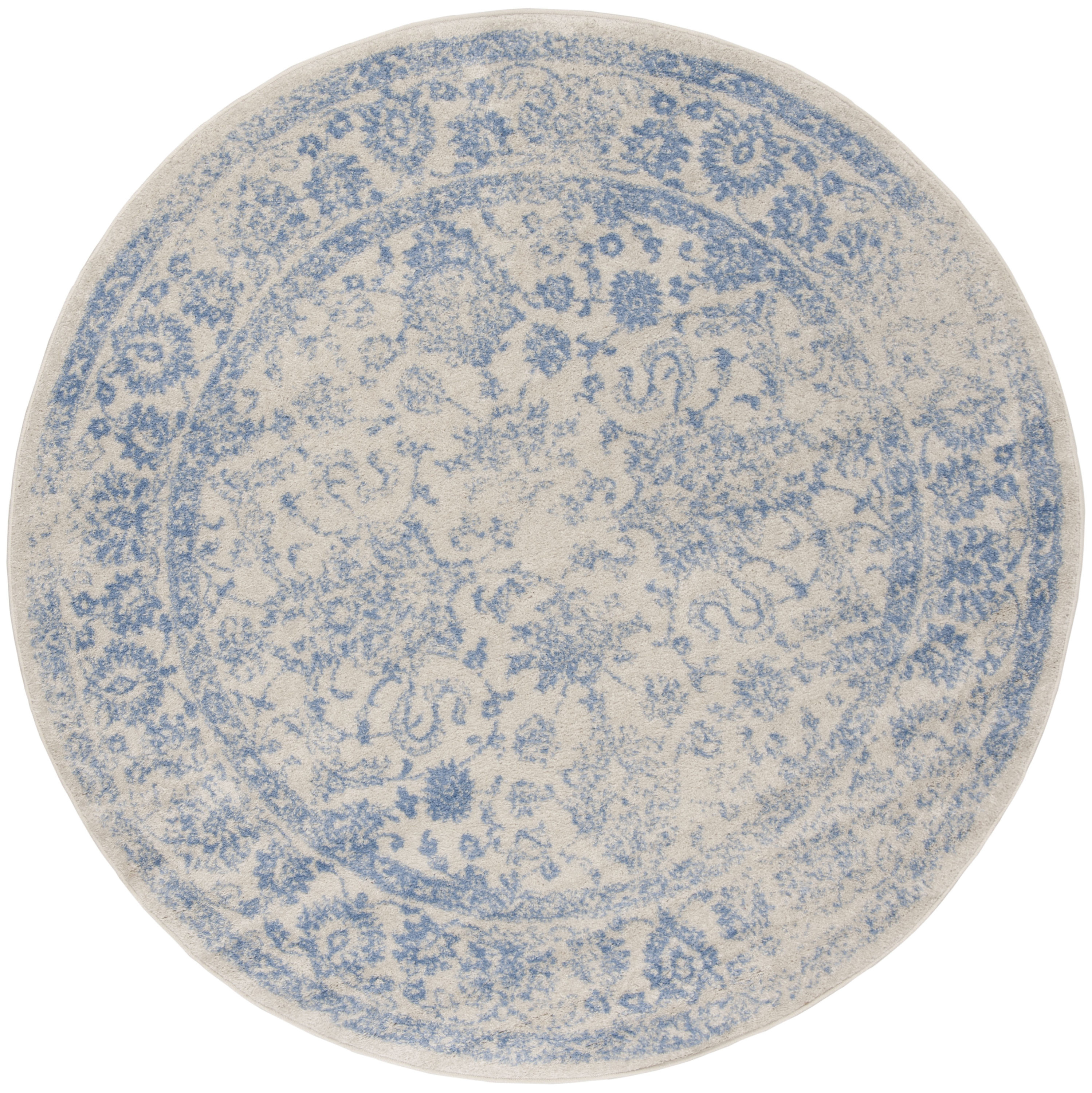 Safavieh ADR109L-6R Adirondack Kashan 6 x 6 (ft) Loomed Polypropylene Ivory/Light Blue Round Indoor Distressed/Overdyed Vintage Area rug