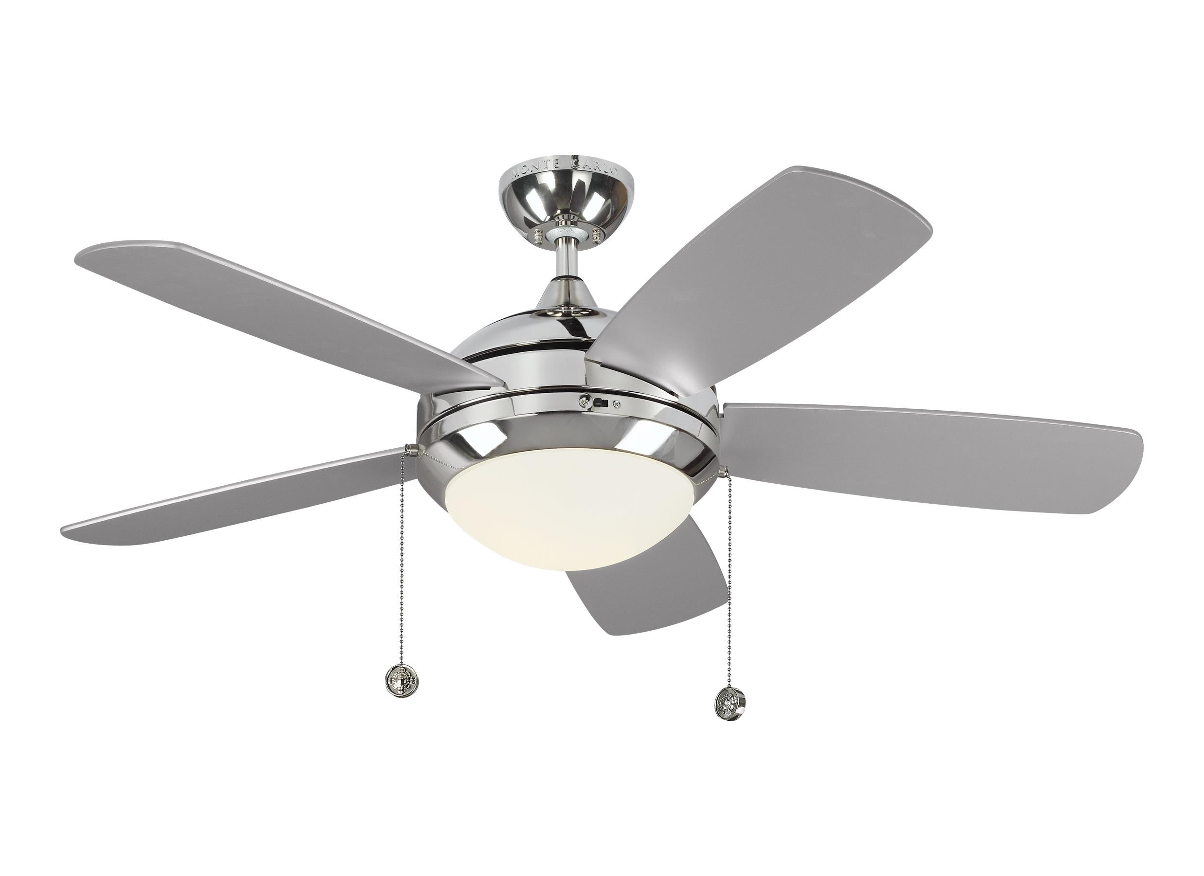 Generation Lighting 5DIC44PND-V1 Discus 44-in Integrated LED Polished Nickel with Silver Blades Ceiling Fan With Light ( 5 -Blade )
