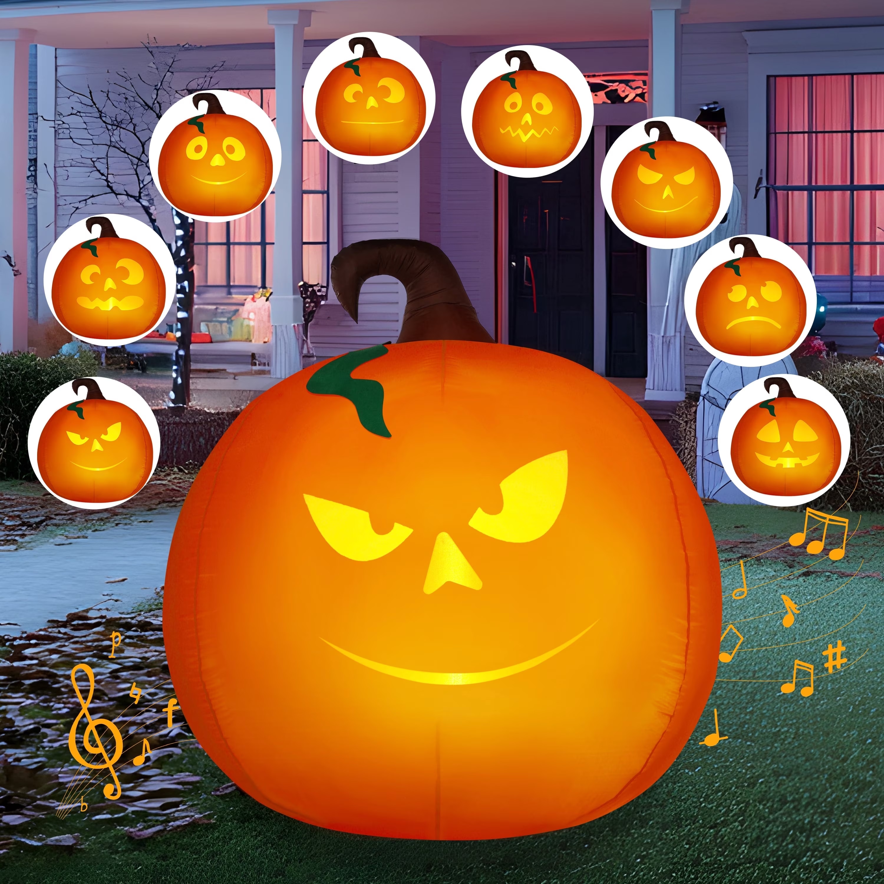 Joyfy  5 Ft Tall Halloween Inflatable Pumpkin Outdoor Decoration