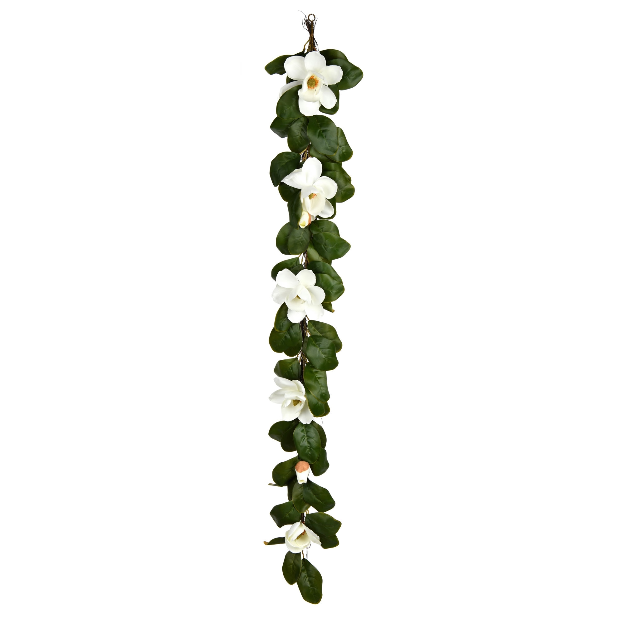 Vickerman FA194402 76-Inches White Indoor Hanging Magnolia Artificial garland