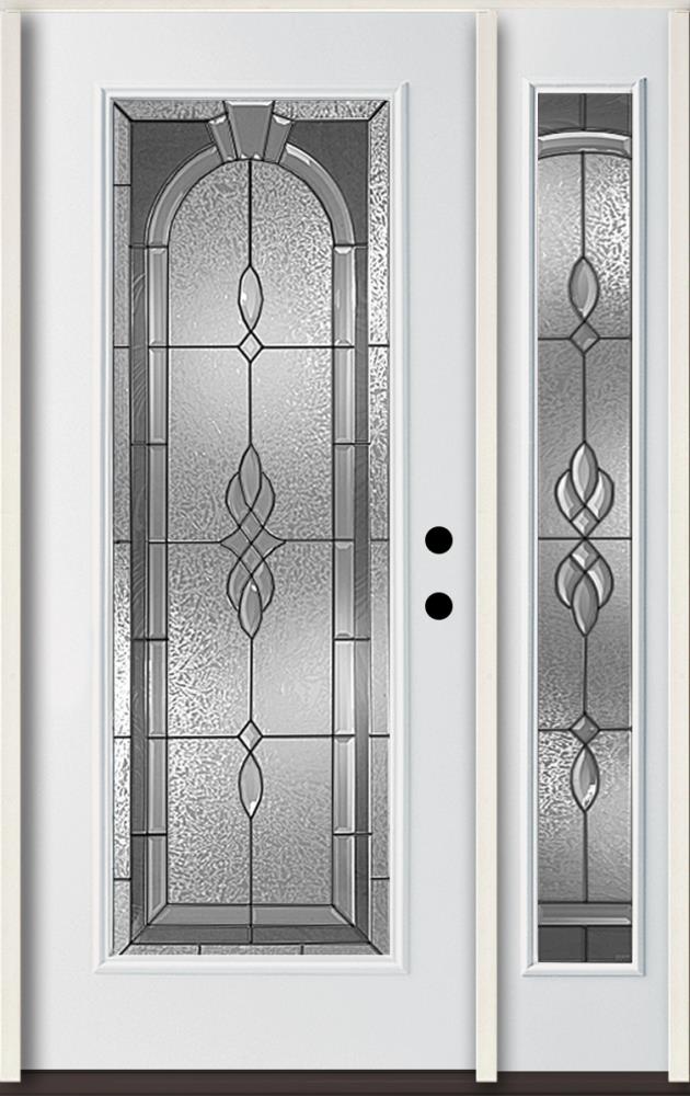 RELIABILT LO911174 Hampton 48-in x 80-in x 4-9/16-in Fiberglass Full lite Left-hand inswing Modern White Painted Prehung Front Door with Left Sidelight Insulating core