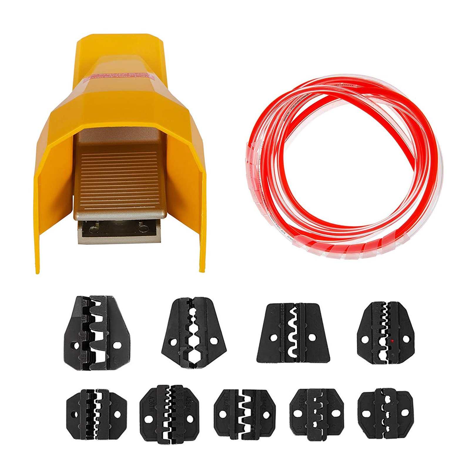 GIVIMO Pneumatic Wire Terminal Crimping Tool Air Powered Crimper with 10 Die Sets for Non-Insulated and Tube Terminals up to 35 mm Foot Valve Operation