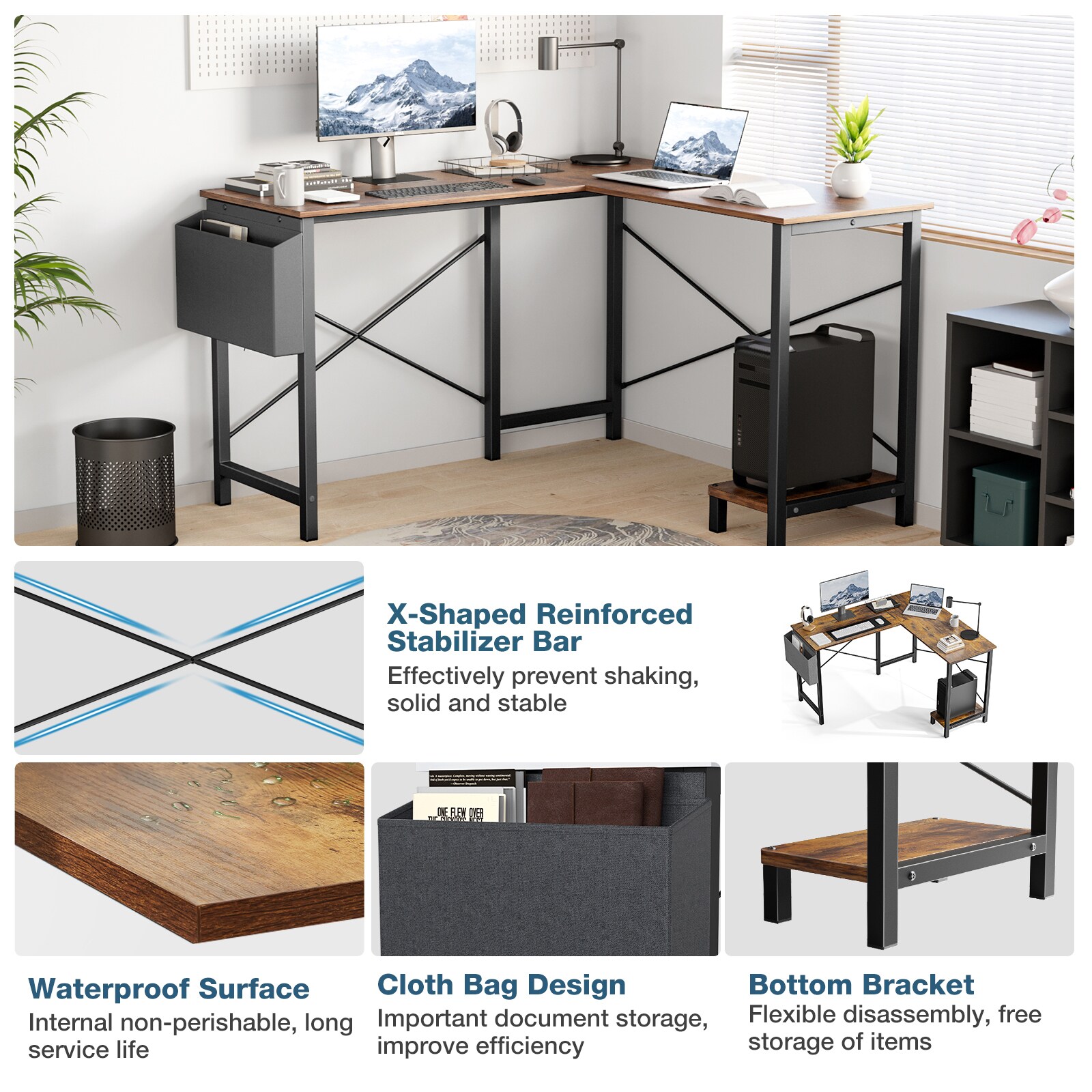 Sweetcrispy L-D-L02-49IN-RUST desks - View #6