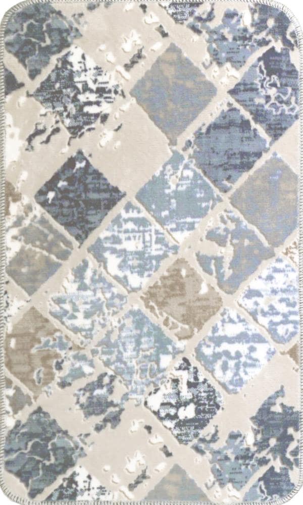 MSRUGS NWR425NAVYGRY18.30 Newruz 2 x 3 Navy Blue-navy Blue/gray Indoor Abstract Mid-century Modern Area Rug