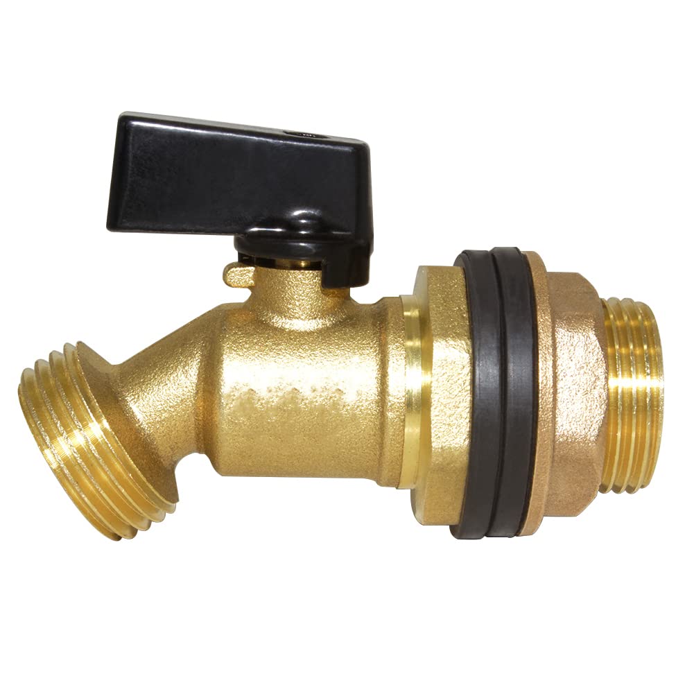 AKSCYZM  Rain Barrel Spigot 1/2 Inlet to 3/4 GHT Thread Outlet with Quarter Turn Ball Valve Brass Faucet for Water Tanks and Buckets