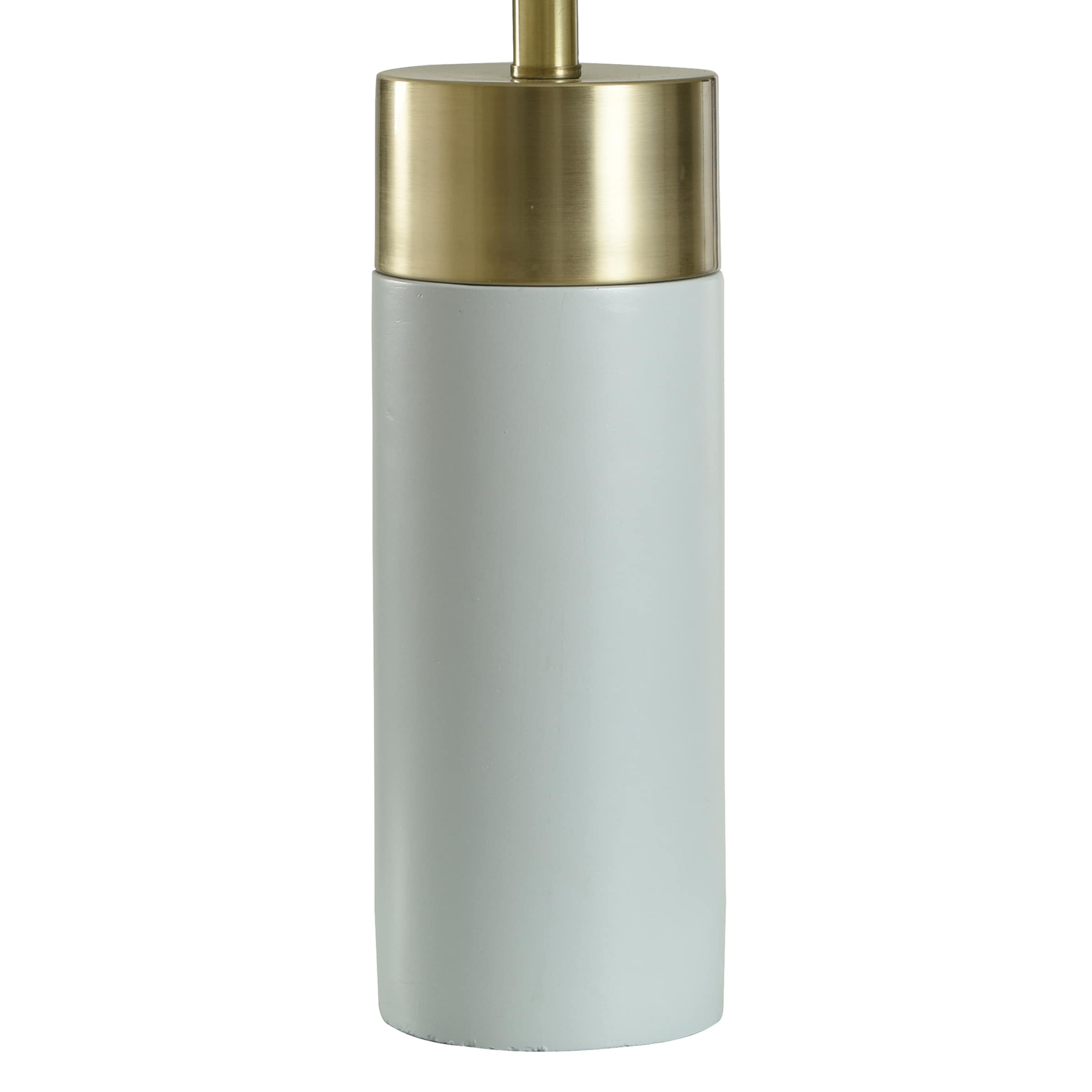 White Concrete and Brass Table Lamp with Drum Shade