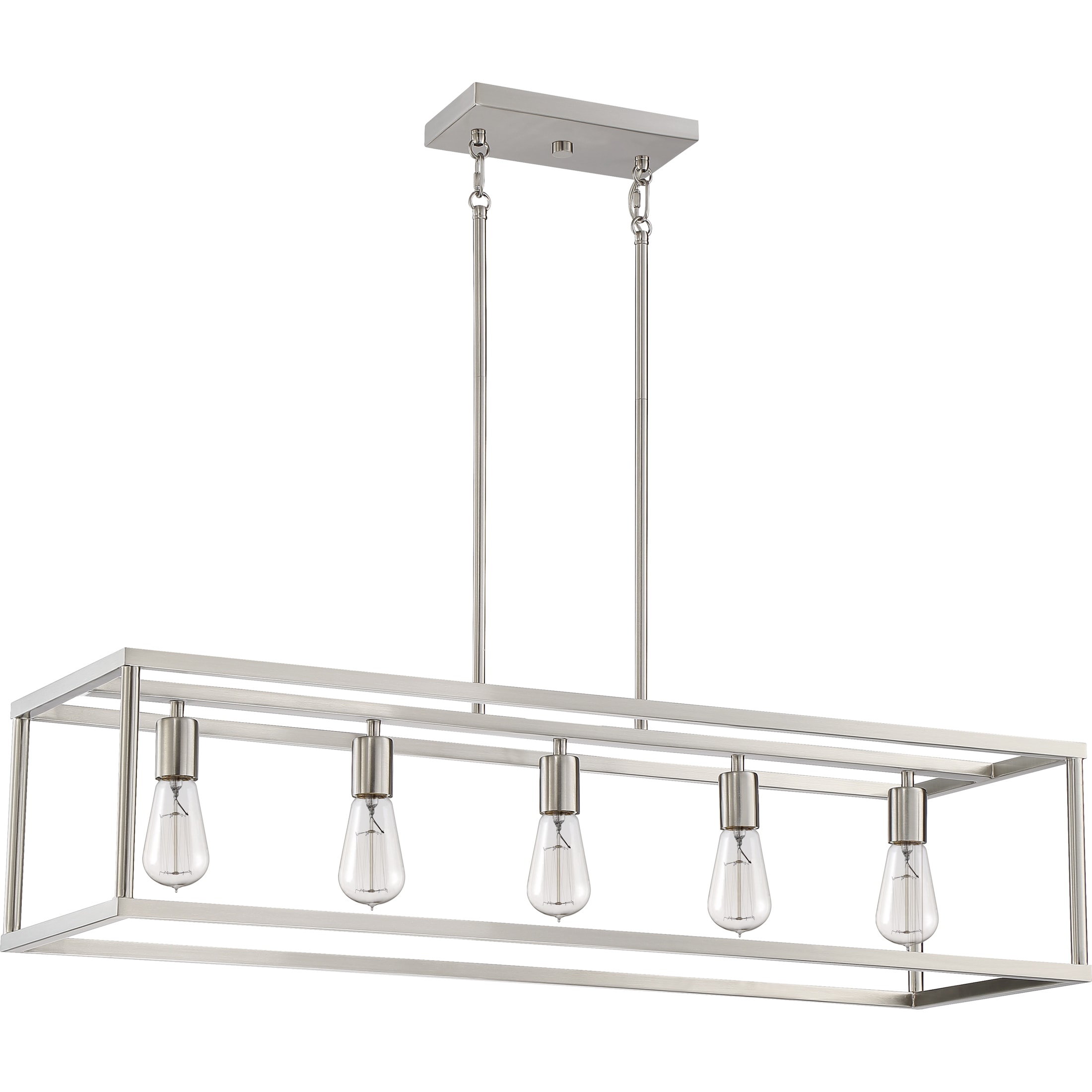 New Harbor 38" Transitional Brushed Nickel 5-Light Chandelier