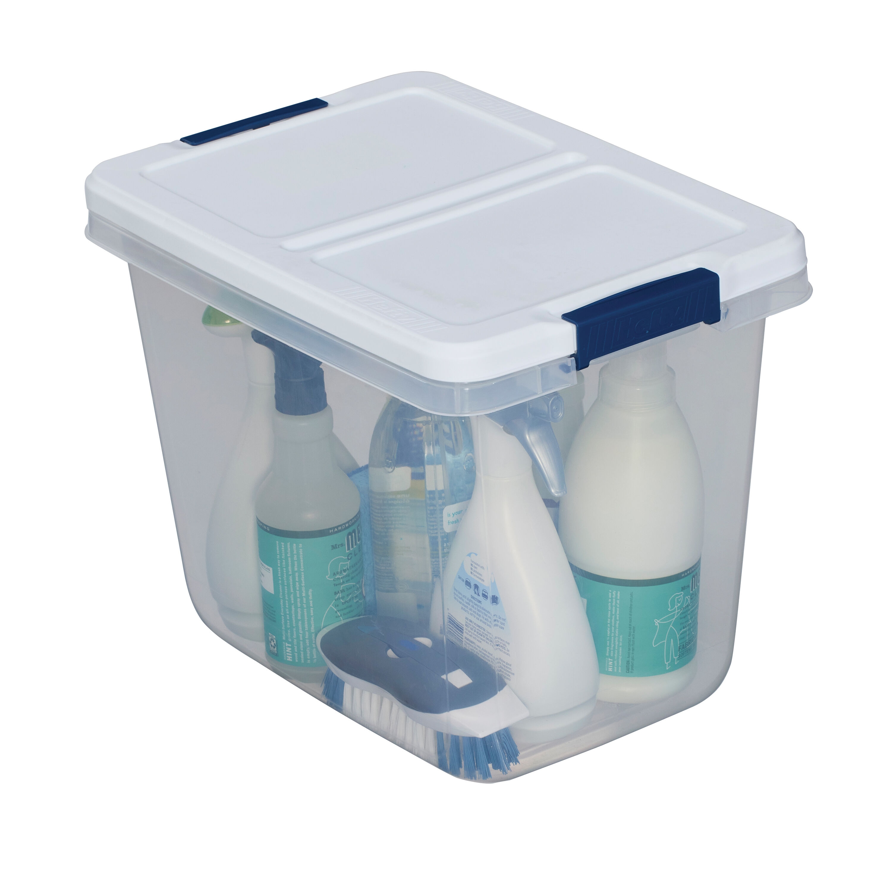 Project Source Medium 7.25-Gallons (29-Quart) Clear, White Tote with  Latching Lid in the Plastic Storage Containers department at