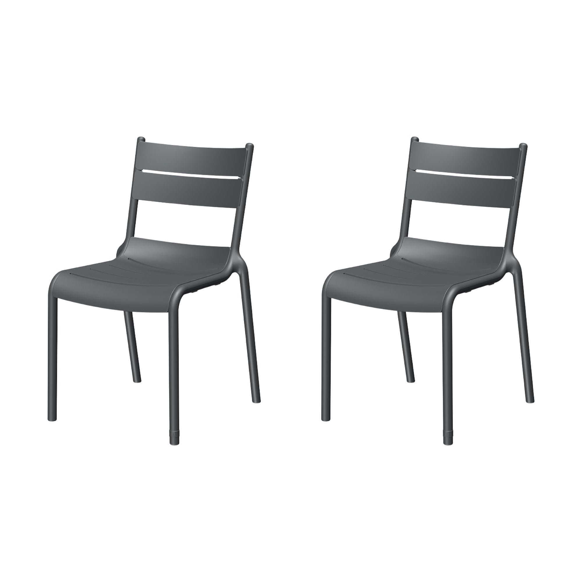 Lagoon 7220G7-BSLGS Naples Set of 2 Stackable Dark Grey Resin Frame Stationary Dining Chair with Solid Seat