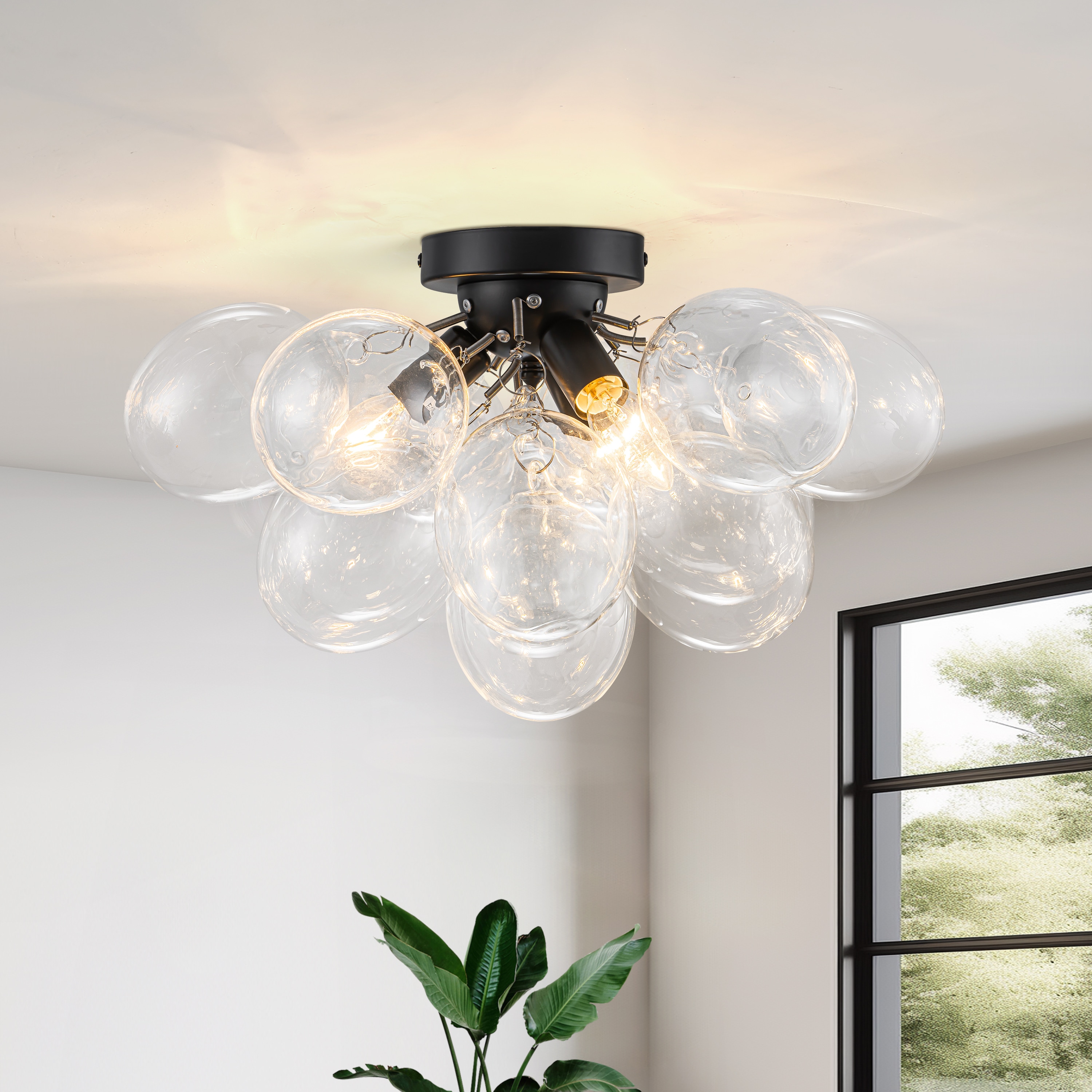 GoYeel ZC042BL03 3 -Light 17.72-in Black Flush Mount Light