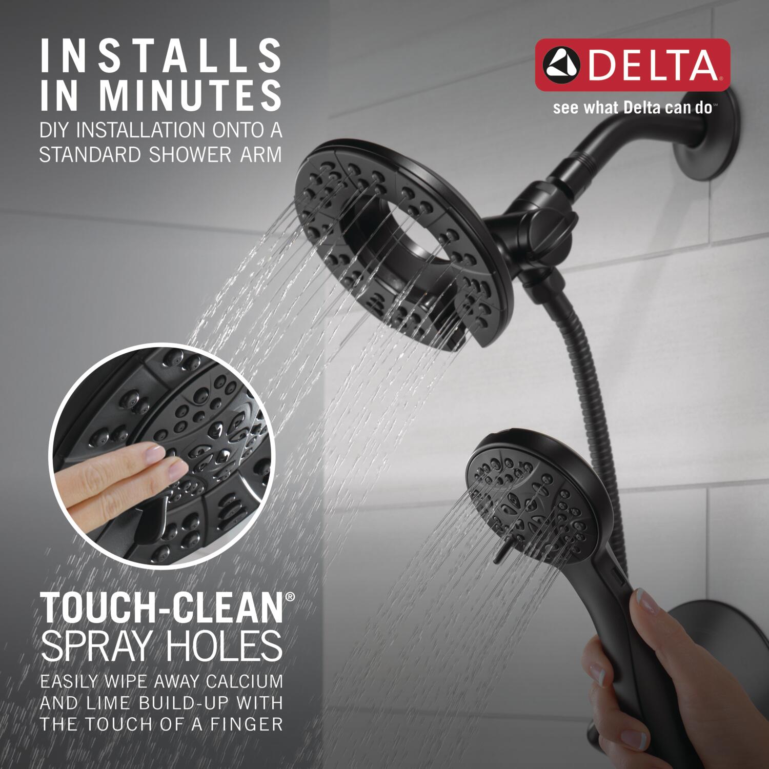 Delta Arvo Matte Black 1-handle Multi-function Round Shower Faucet ...