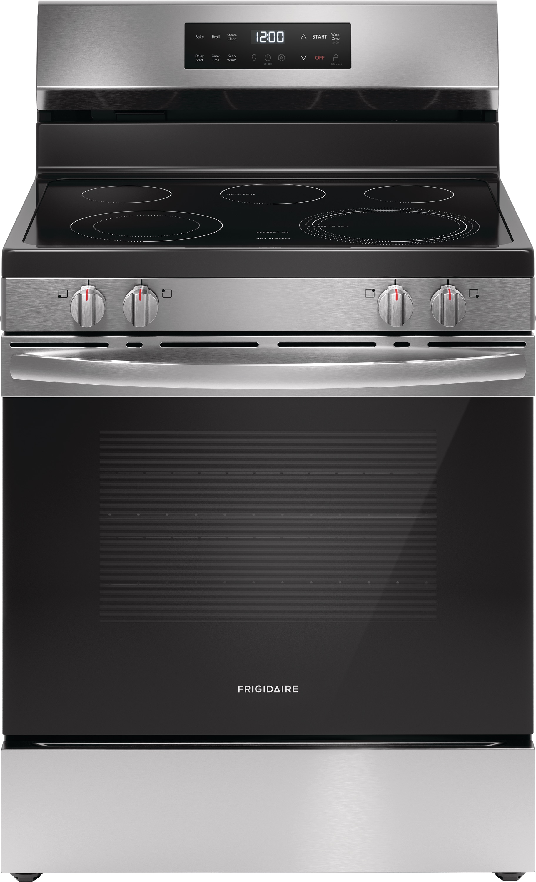 30-in Smooth Surface Glass Top 5 Elements 5.3-cu ft Steam Cleaning Freestanding Electric Range (Easycare Stainless Steel) | - Frigidaire FCRE306LAF