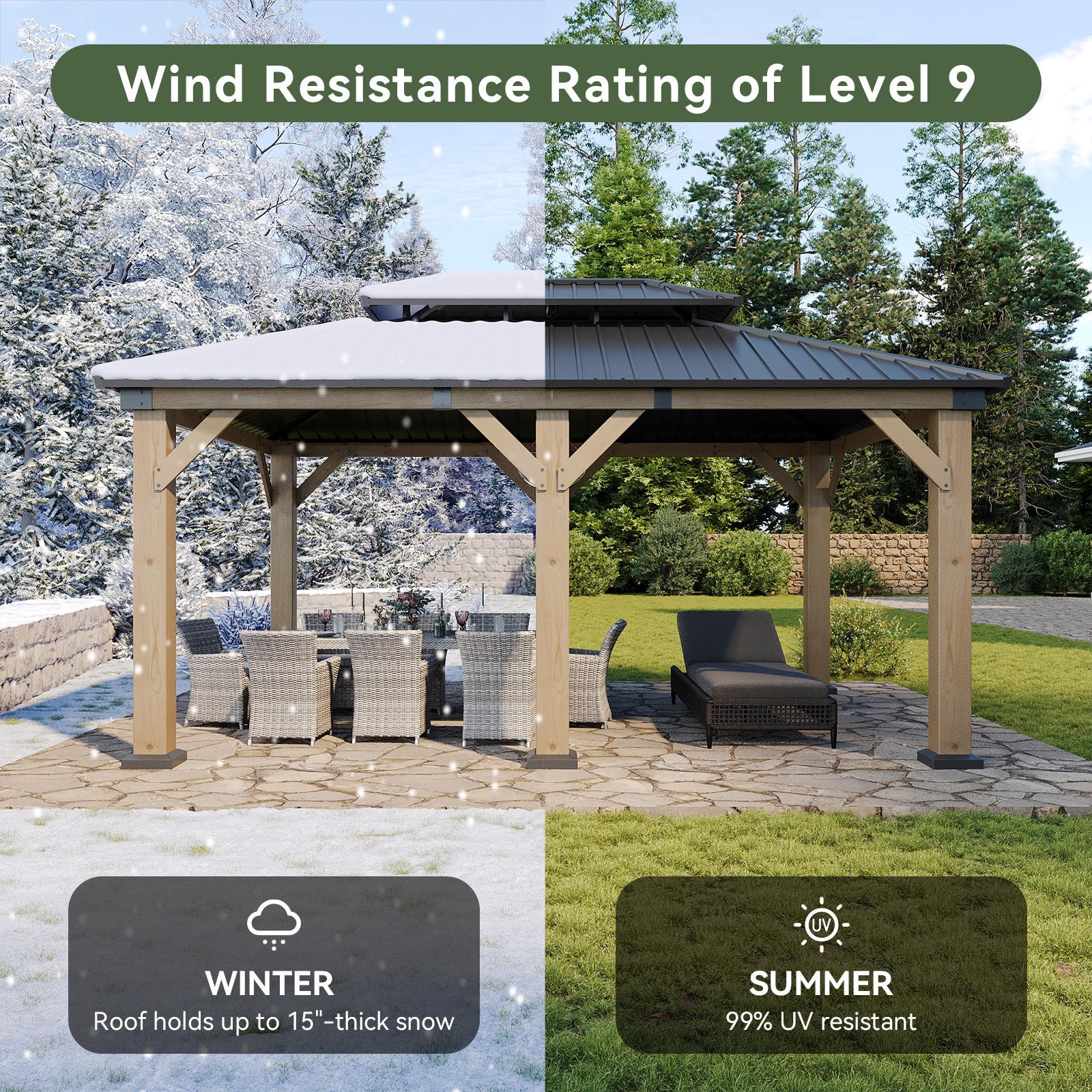 AOXUN AX-406L27 Wood-Resin-Gazebos - View #6