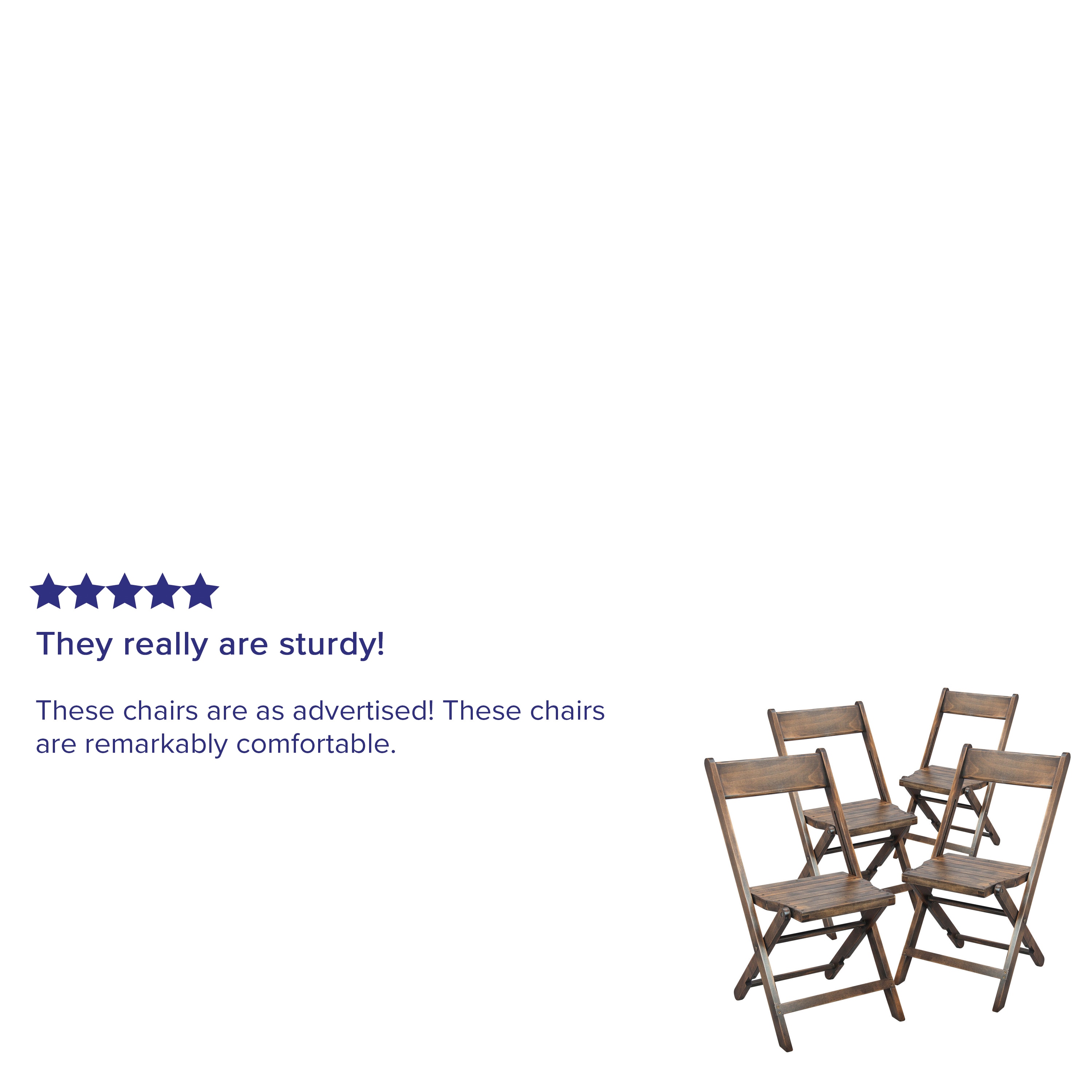 Antique Black Slatted Wood Folding Event Chair, Set of 4