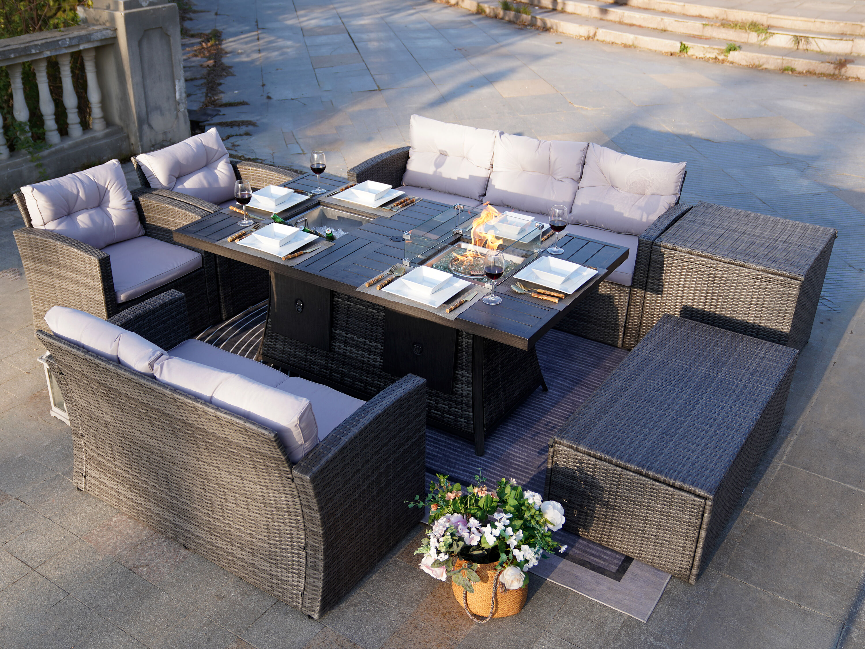 Moda Furnishings 1503-1106FI-G Patio-Conversation-Sets - View #3