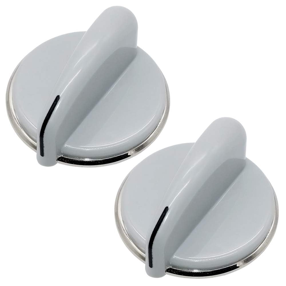 Anqtovp  WH01X10462 Dryer Control Knob with Reinforced Metal Ring 2pcs Replacement for Select Dryer Models Durable Grey Easy to Install