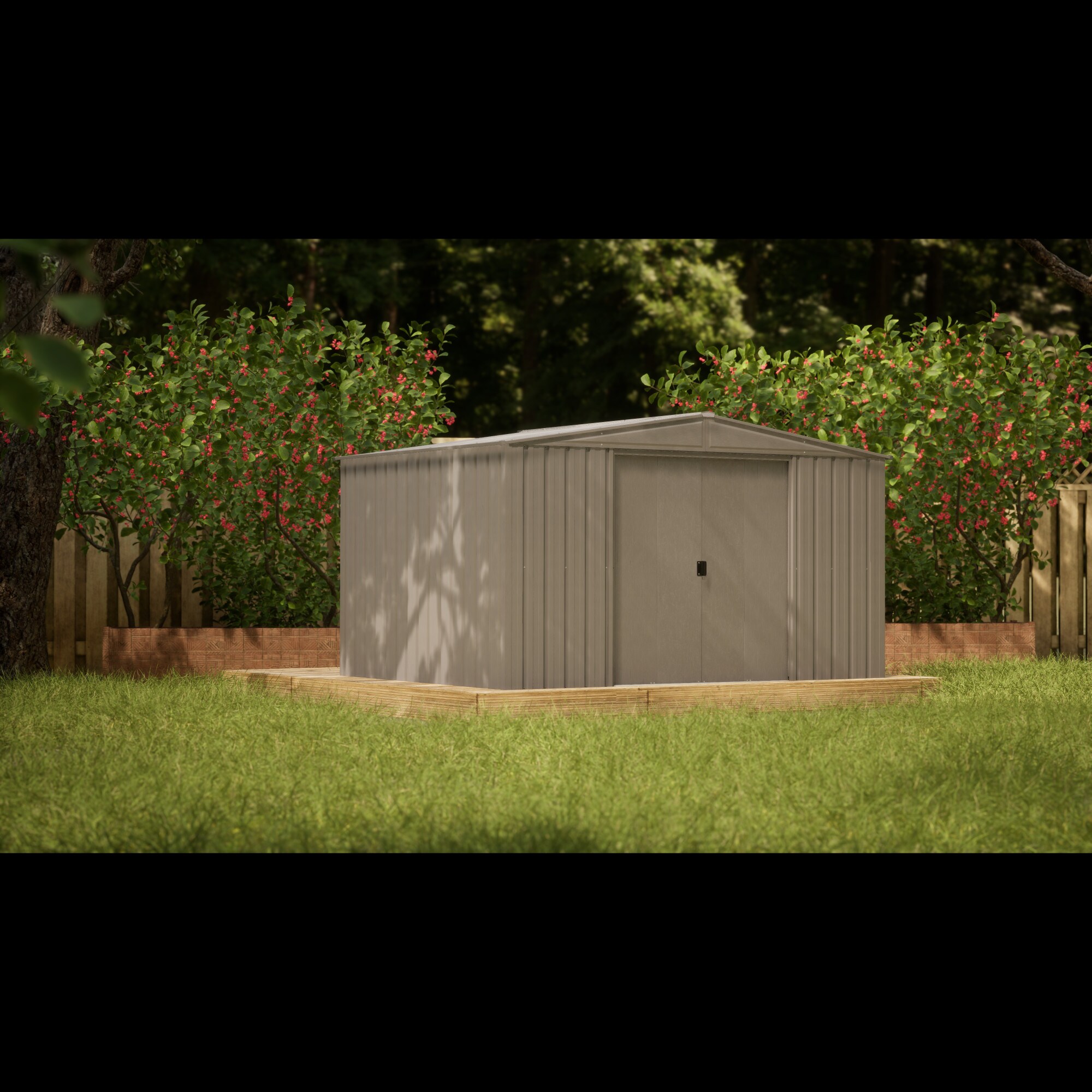   Arrow Essential 10x10 Steel Shed, Oswego Tea Collection