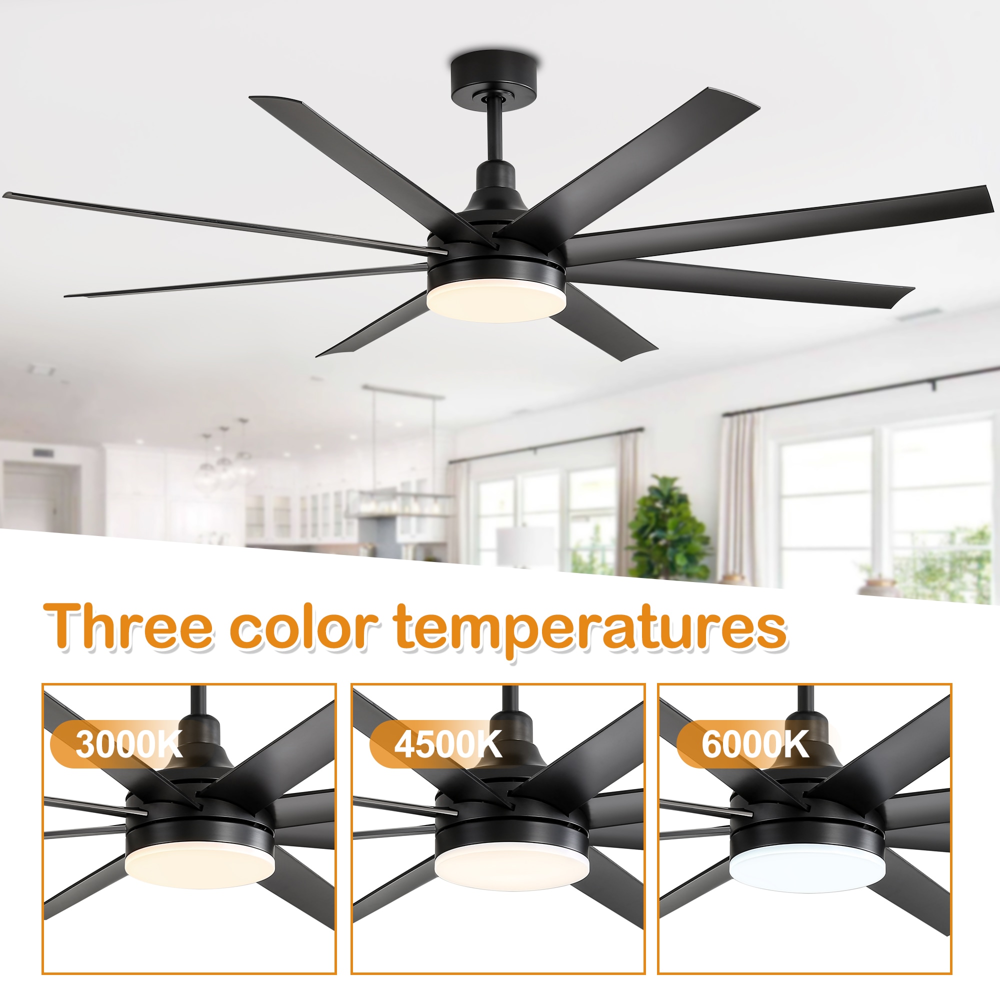 Breezary 65-in Black with Abs Blades Color-changing Indoor/Outdoor ...