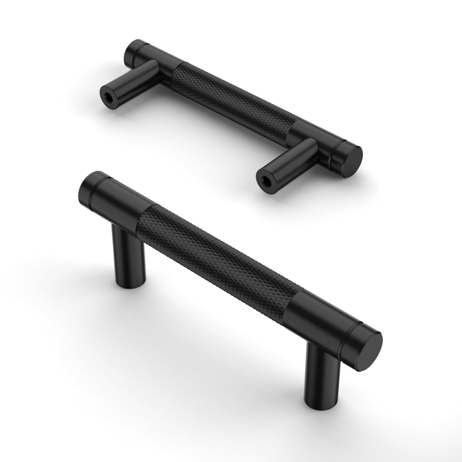 Lovav Matte Black 3 Inch Hole Center 10 Pack Knurled Cabinet Pulls Zinc Alloy Heavy Duty Hardware For Drawers Cabinets