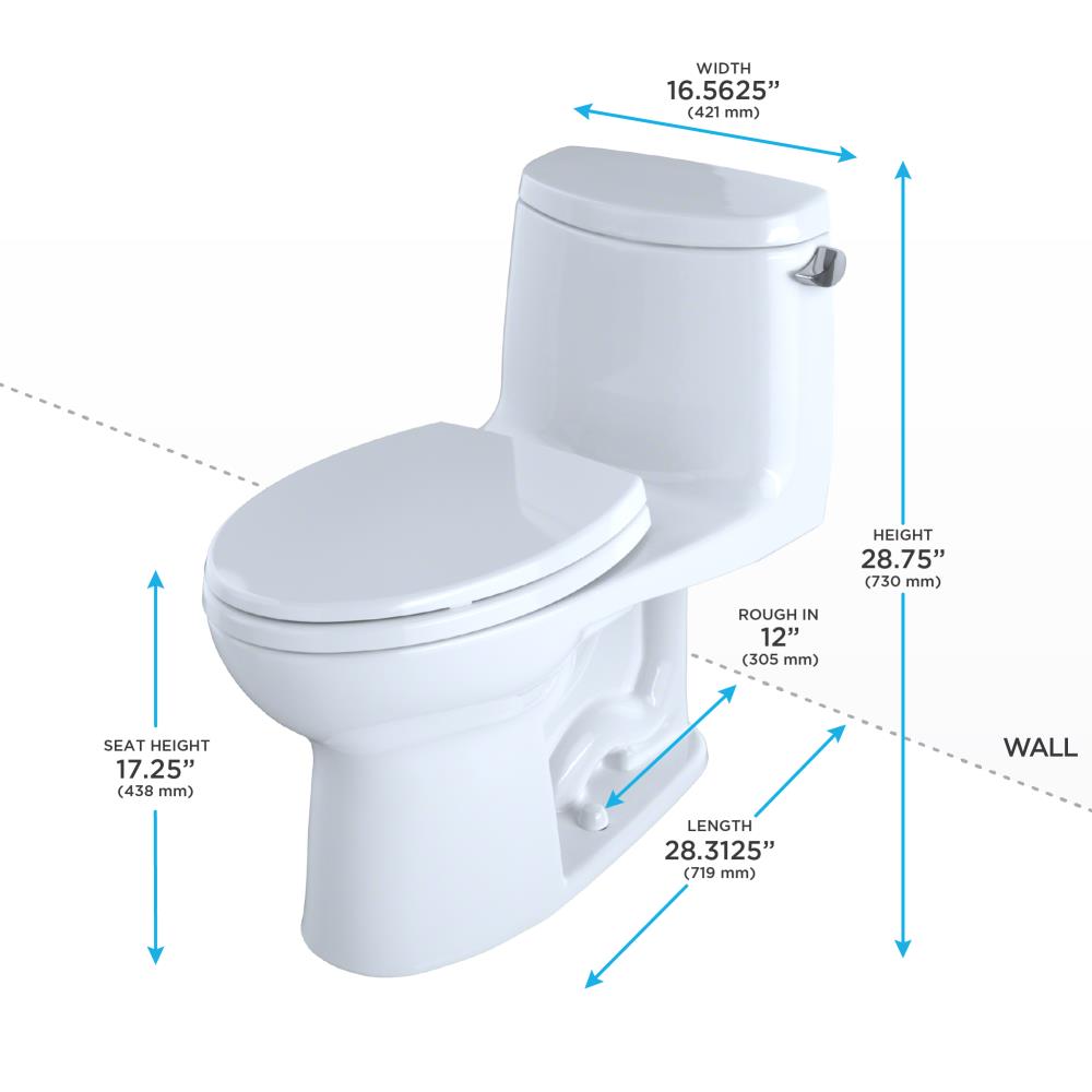 TOTO Ultramax II Cotton White Elongated Chair Height WaterSense Toilet ...