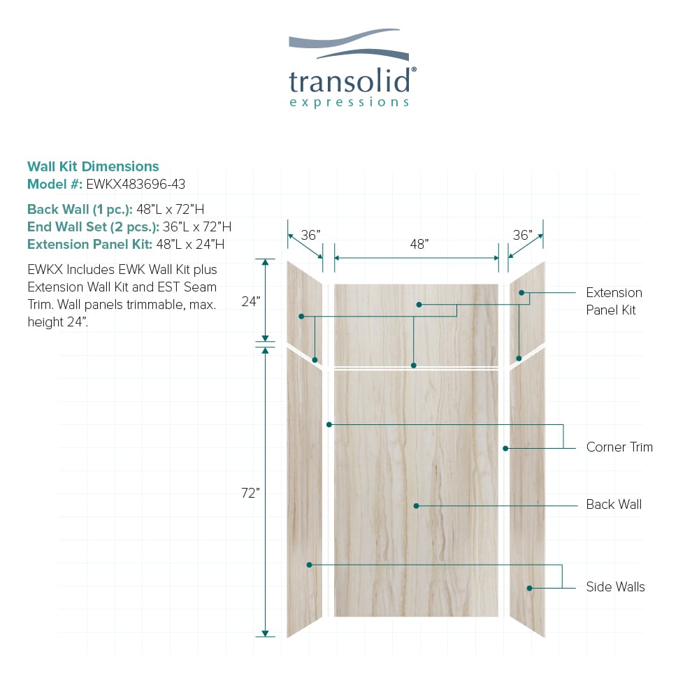 Transolid EWKX483696-43 Shower-Wall-Surrounds - View #2