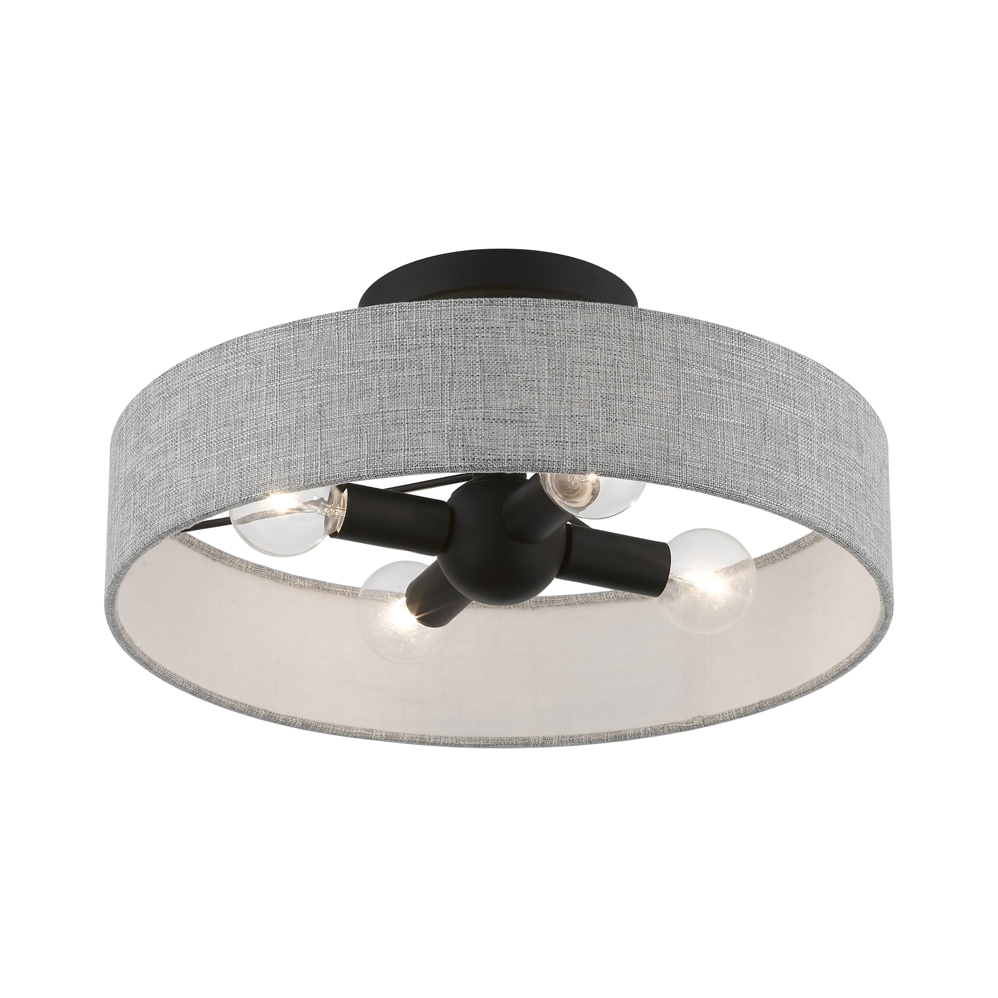 Elmhurst Black and Gray 4-Light Drum Semi-Flush Mount