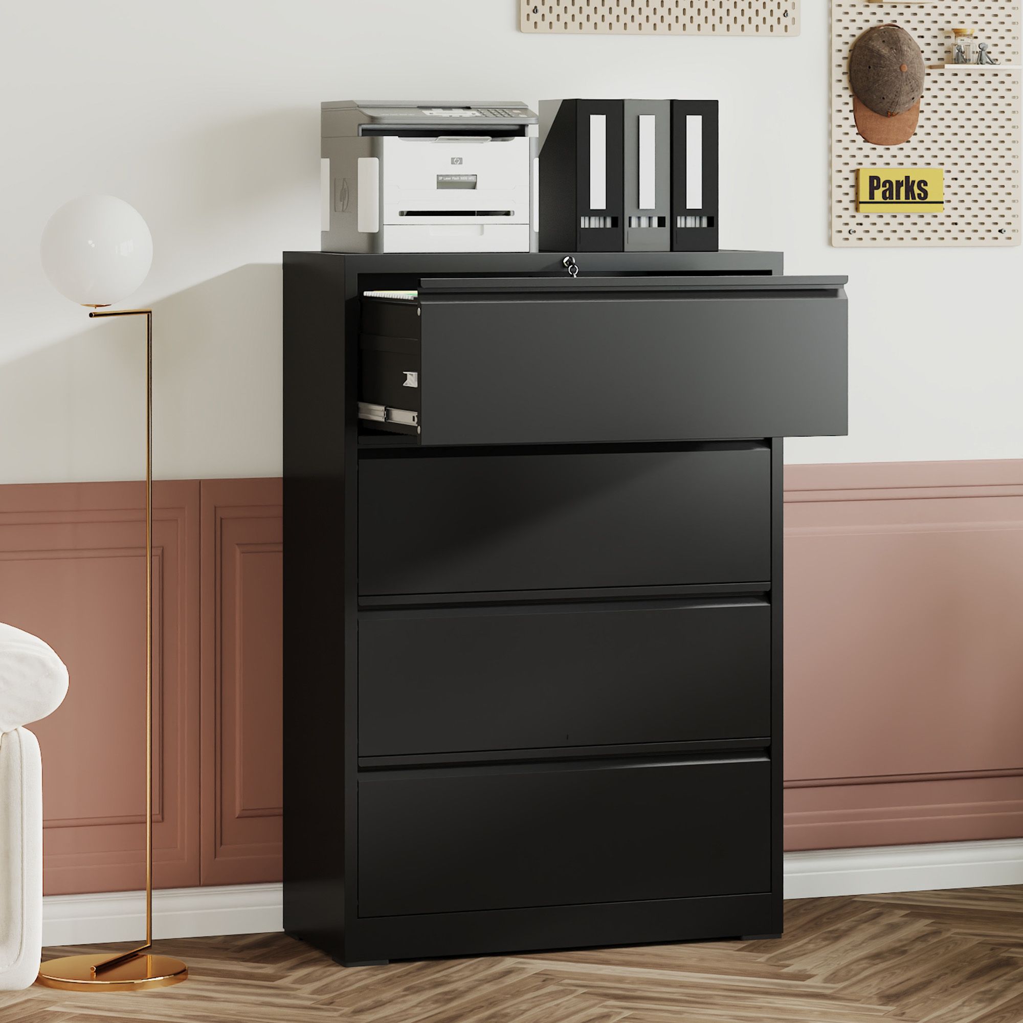 JUSHUA 4 Drawer Metal Lateral File Cabinet with Locking Design for ...
