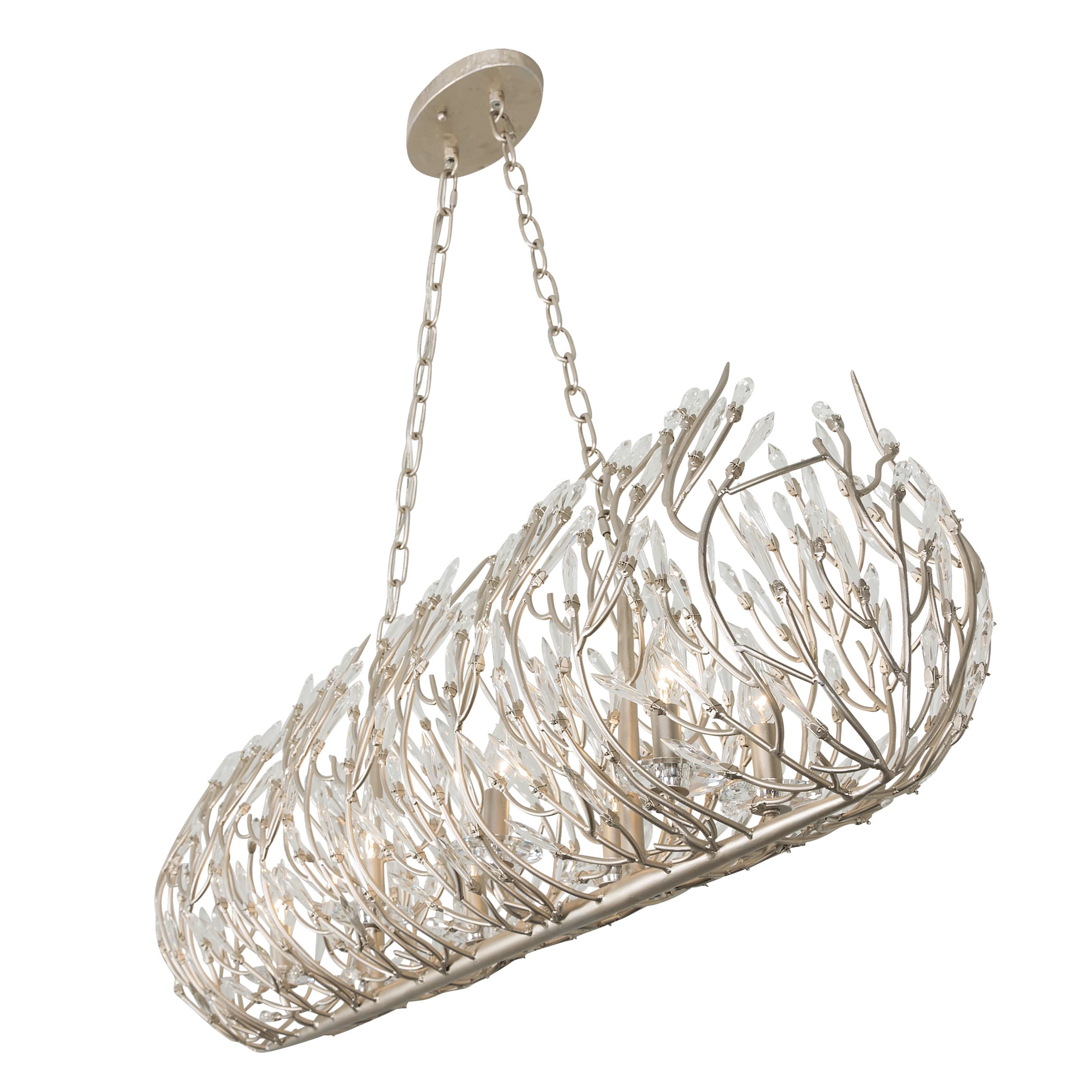 Gold Dust Crystal Linear Pendant Light with Recycled Steel