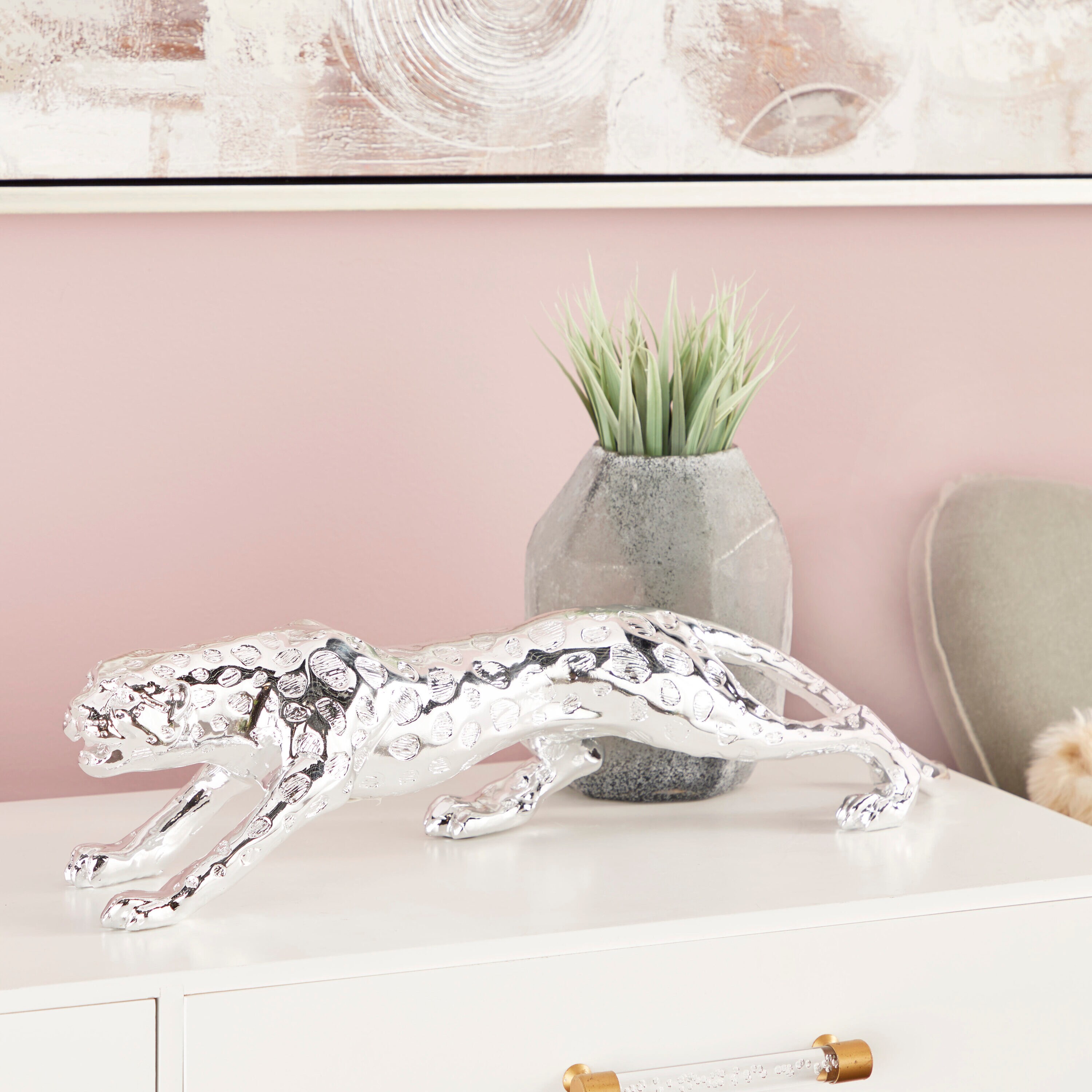 CosmoLiving by Cosmopolitan 44273 Silver Stone Glam Sculpture