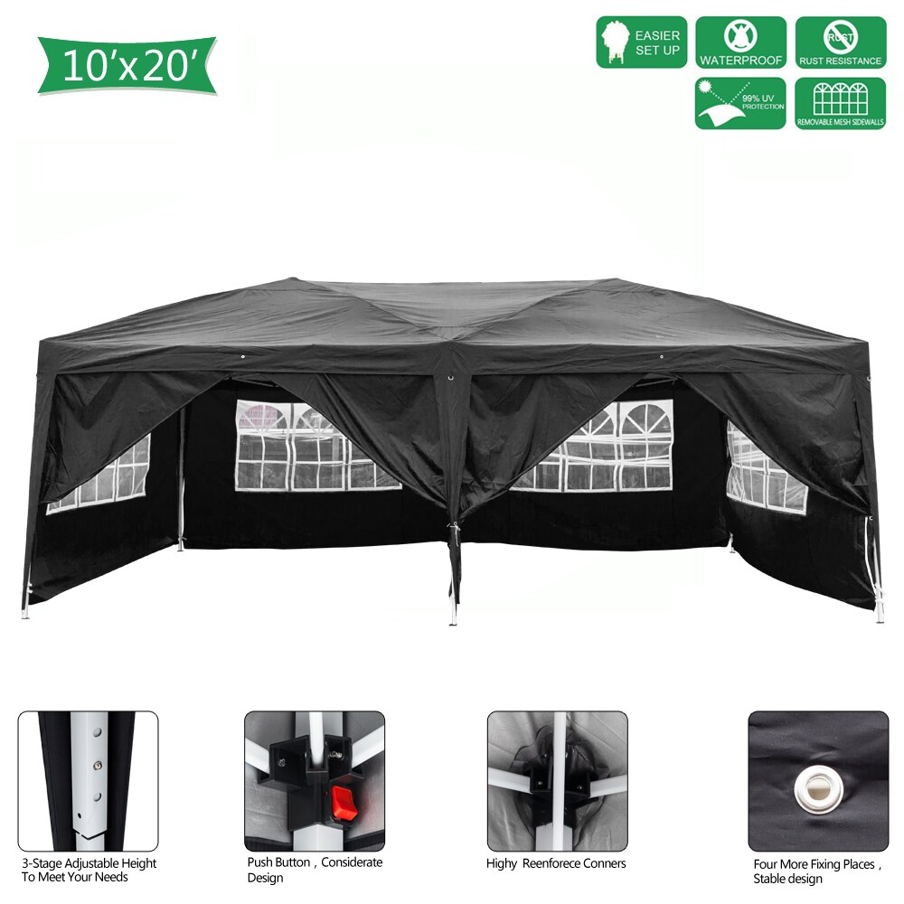 Winado 20-ft x 10-ft Rectangle Black Party Canopy 643764113748 at Lowes.com