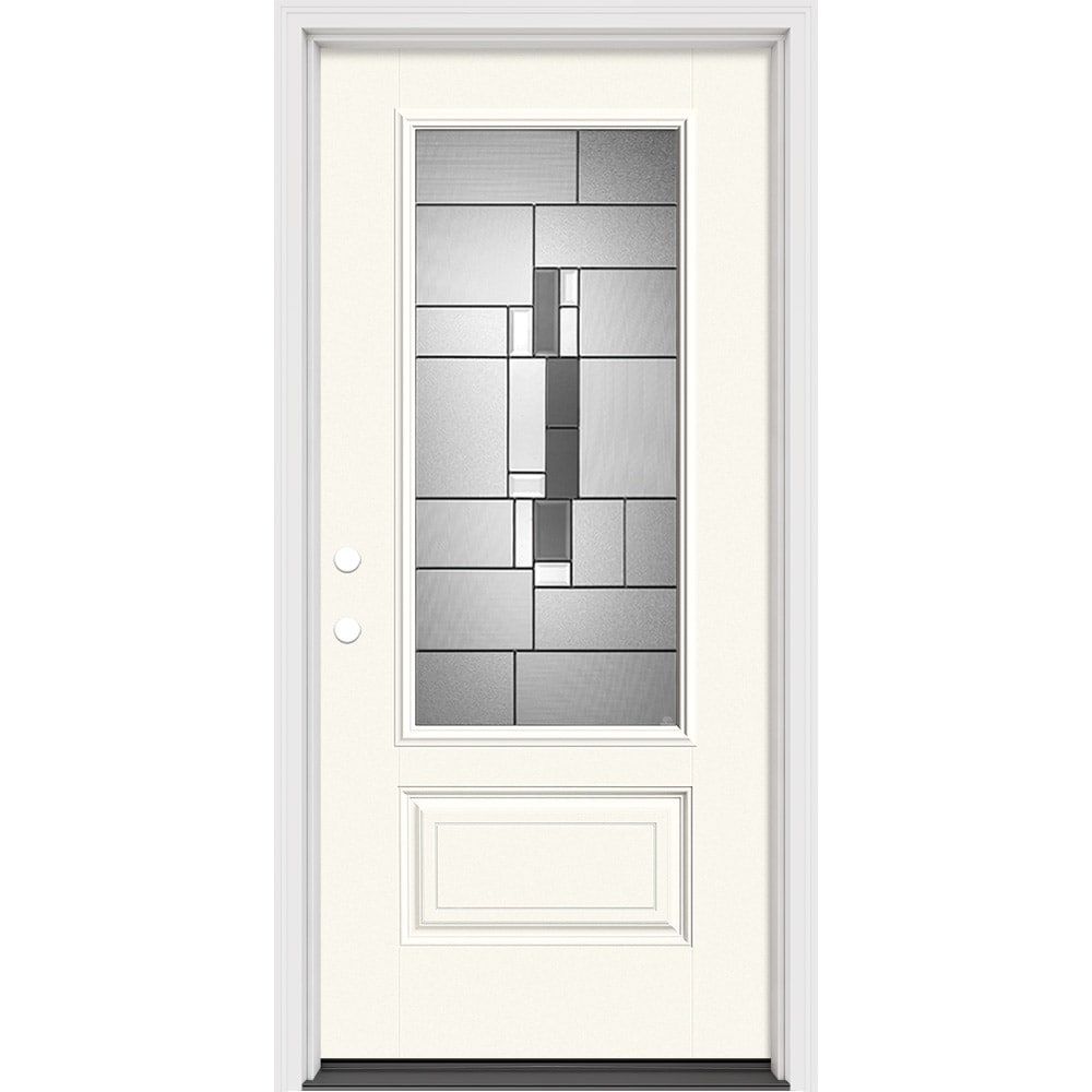 Cuzco 32-in x 80-in x 4-9/16-in Fiberglass Left-hand inswing Peppercorn Painted Prehung Slab Residential Solid core Front Door