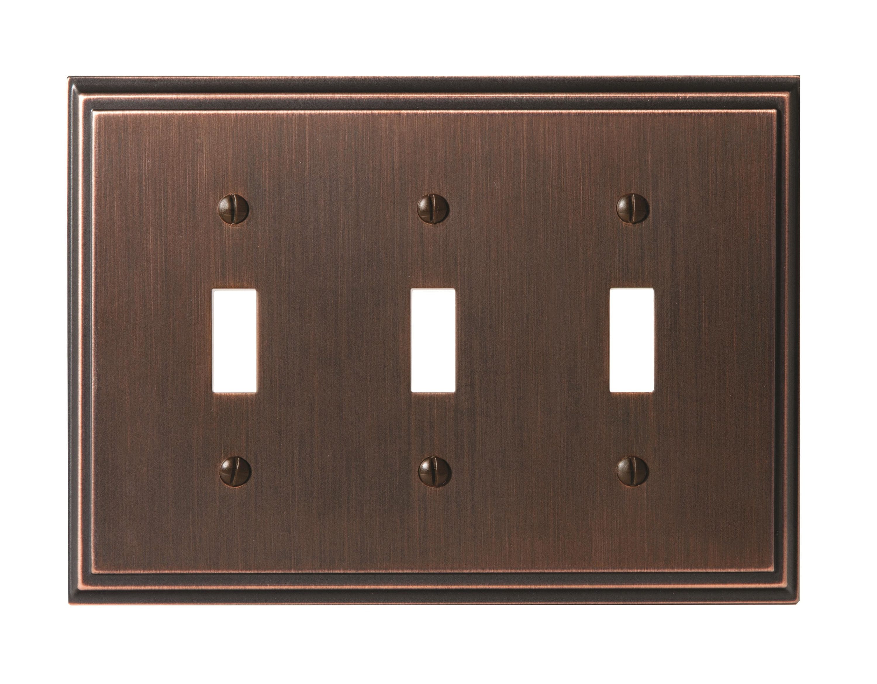 Amerock 1907002 3 -Gang Standard Size Oil Rubbed Bronze Zinc Indoor Toggle Wall Plate