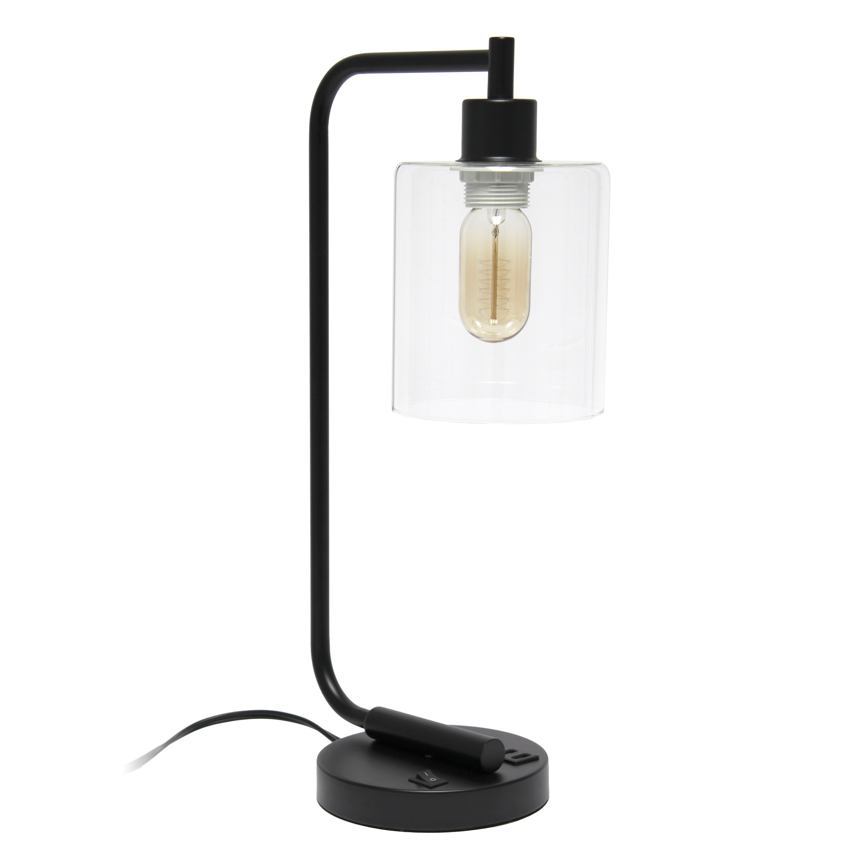 Lalia Home LHD-2002-BK Studio Loft 18.8-in Black Standard Desk Lamp with Glass Shade