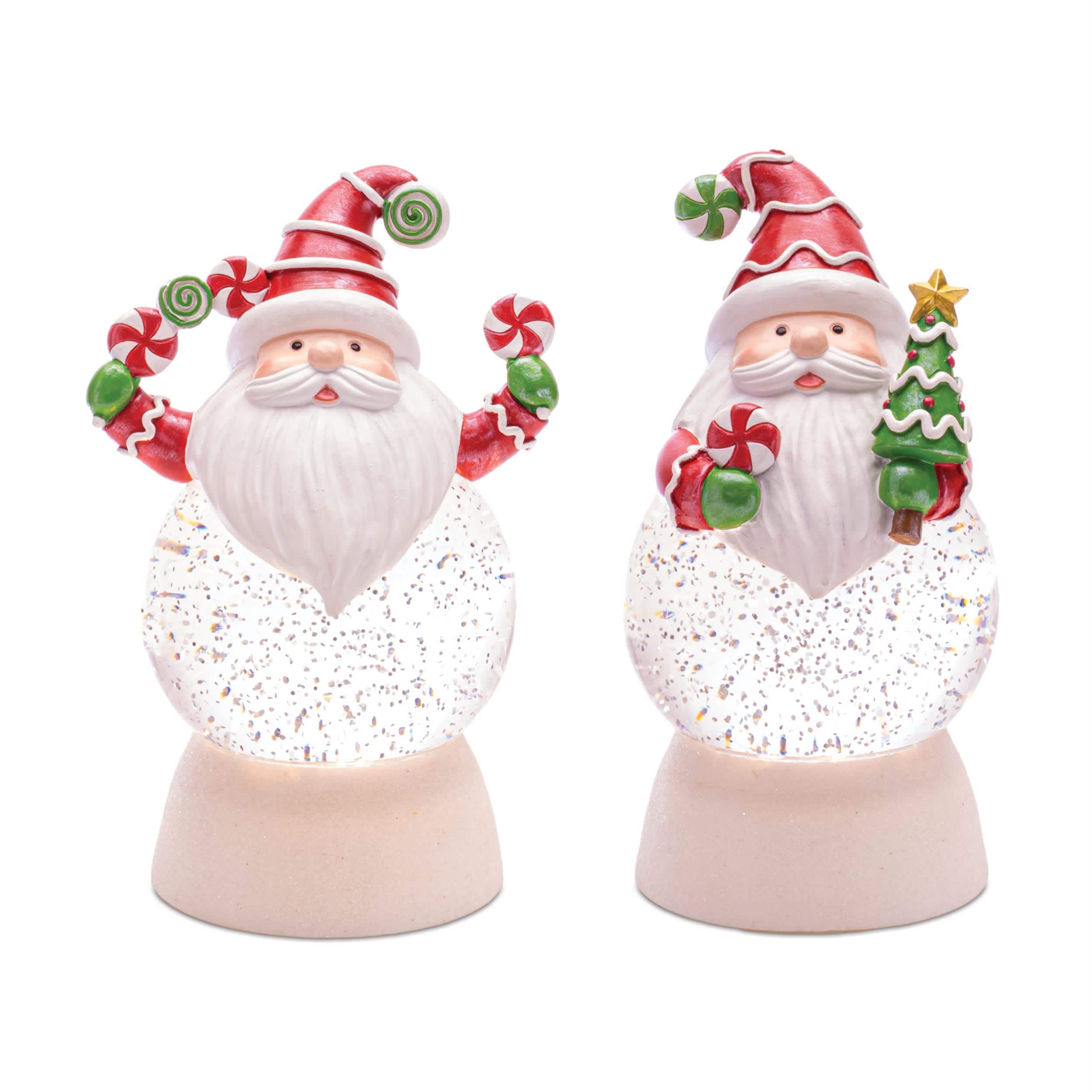 Melrose International 94274DS LED Snow Globe w/Santa (Set of 2) 7.5H Plastic 3 AAA Batteries Not Included/USB Cord Included 6 Hr Timer