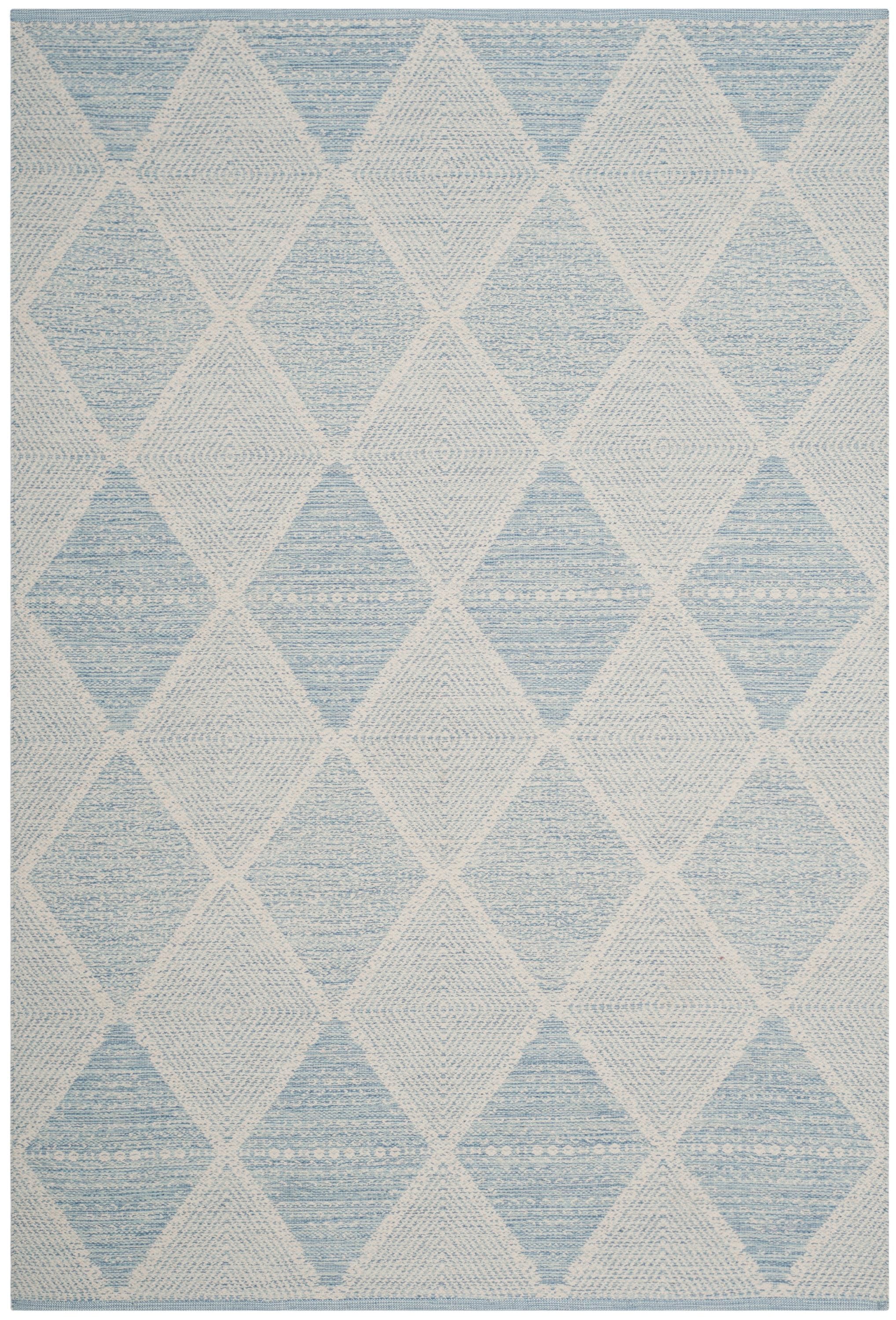 Safavieh MTK822B-5 Montauk Segundo 5 x 8 (ft) Cotton Light Blue Rectangular Indoor Trellis Coastal Area rug