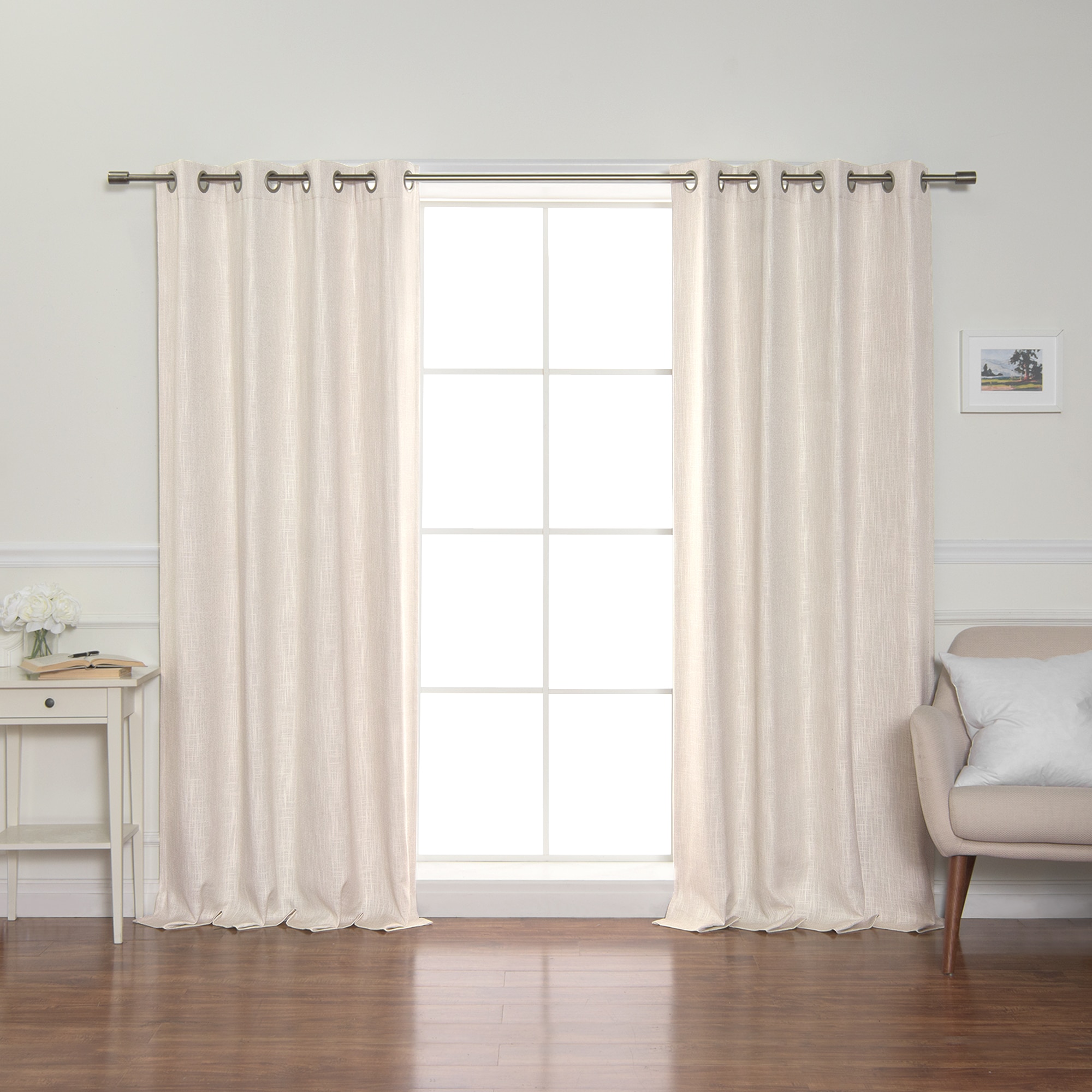 Best Home Fashion JC-12-84-LINEN 84-Inches Linen Blackout Standard lined Grommet Curtain panel pair