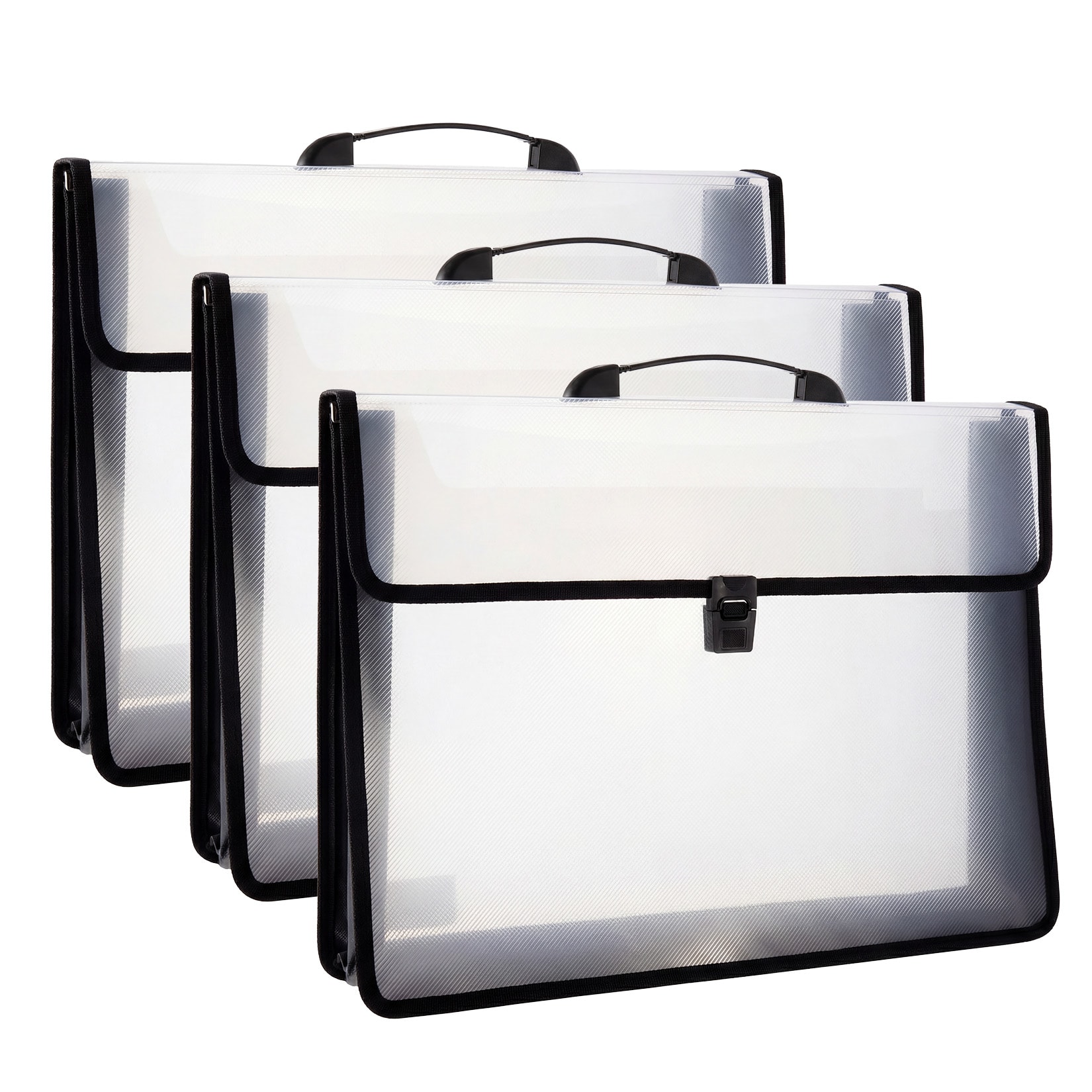 Garvee - A3 Expandable PP Portfolio Folder with Handle 3 Pack Waterproof Clear Document Organizer...