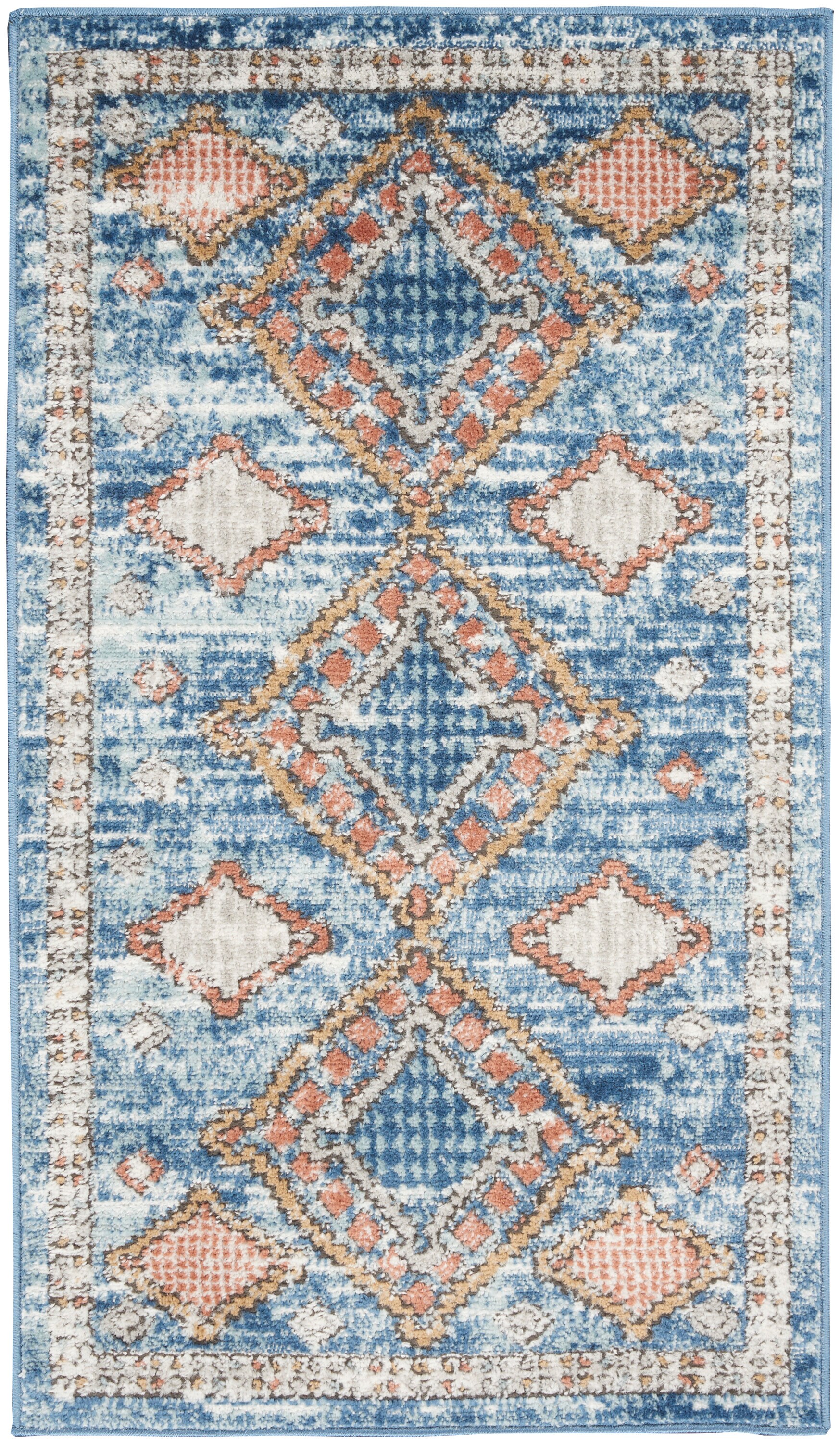 Concerto Moroccan Blue Rectangular Area Rug 2'2" x 3'9"