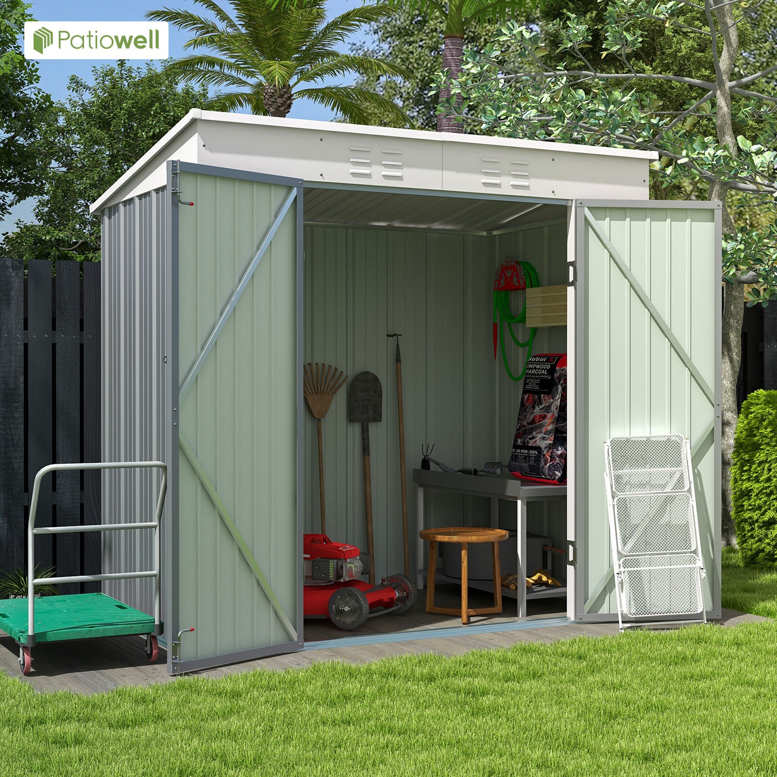 Patiowell 6-ft x 4-ft Galvanized Steel Storage Shed in the Metal ...