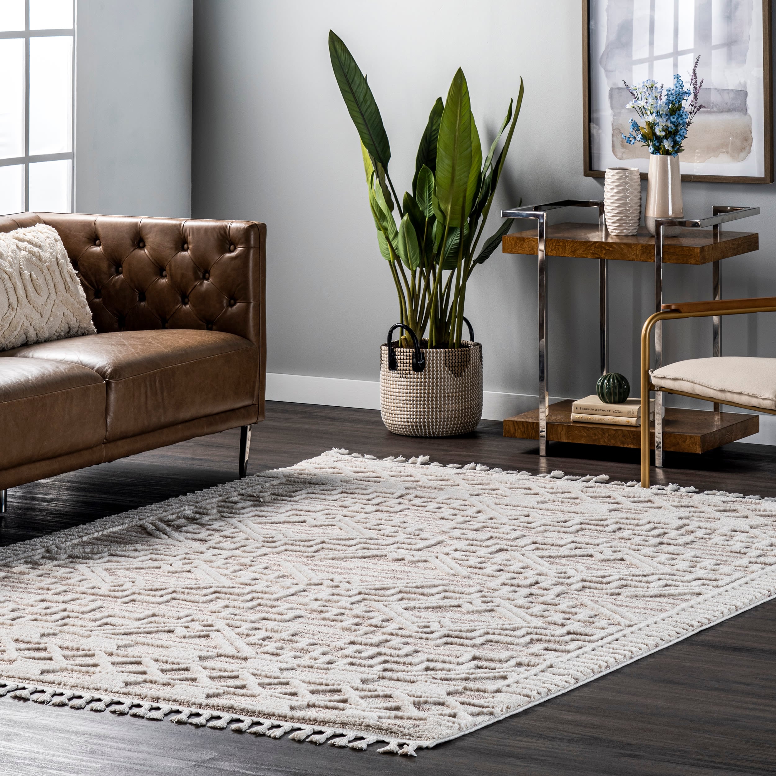 nuLOOM KKLR08B-53077 Lorden 5 x 8 (ft) Loomed Polyester Beige Rectangular Indoor Geometric Area rug