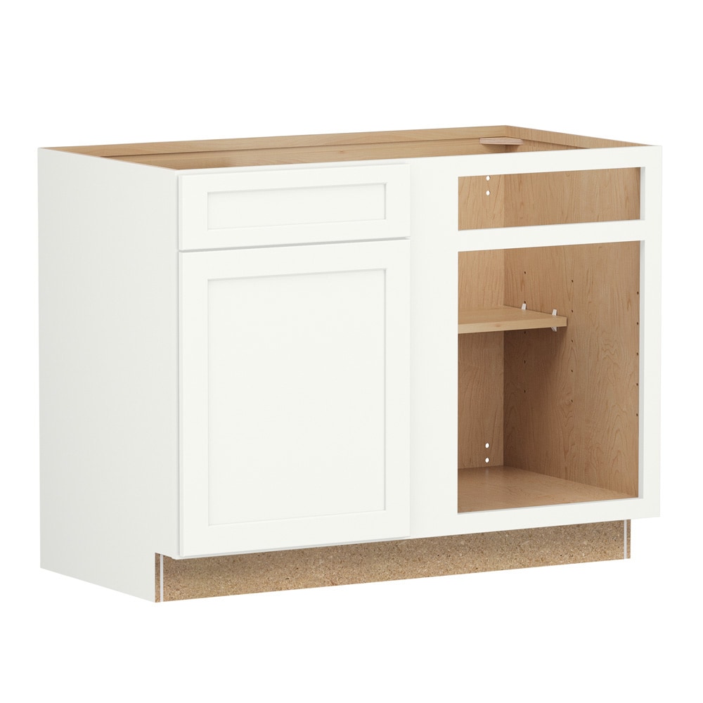 Shenandoah Breckenridge FOL 45-in W x 34.5-in H x 24-in D Linen Blind Corner Base Fully Assembled Cabinet Recessed Panel Shaker