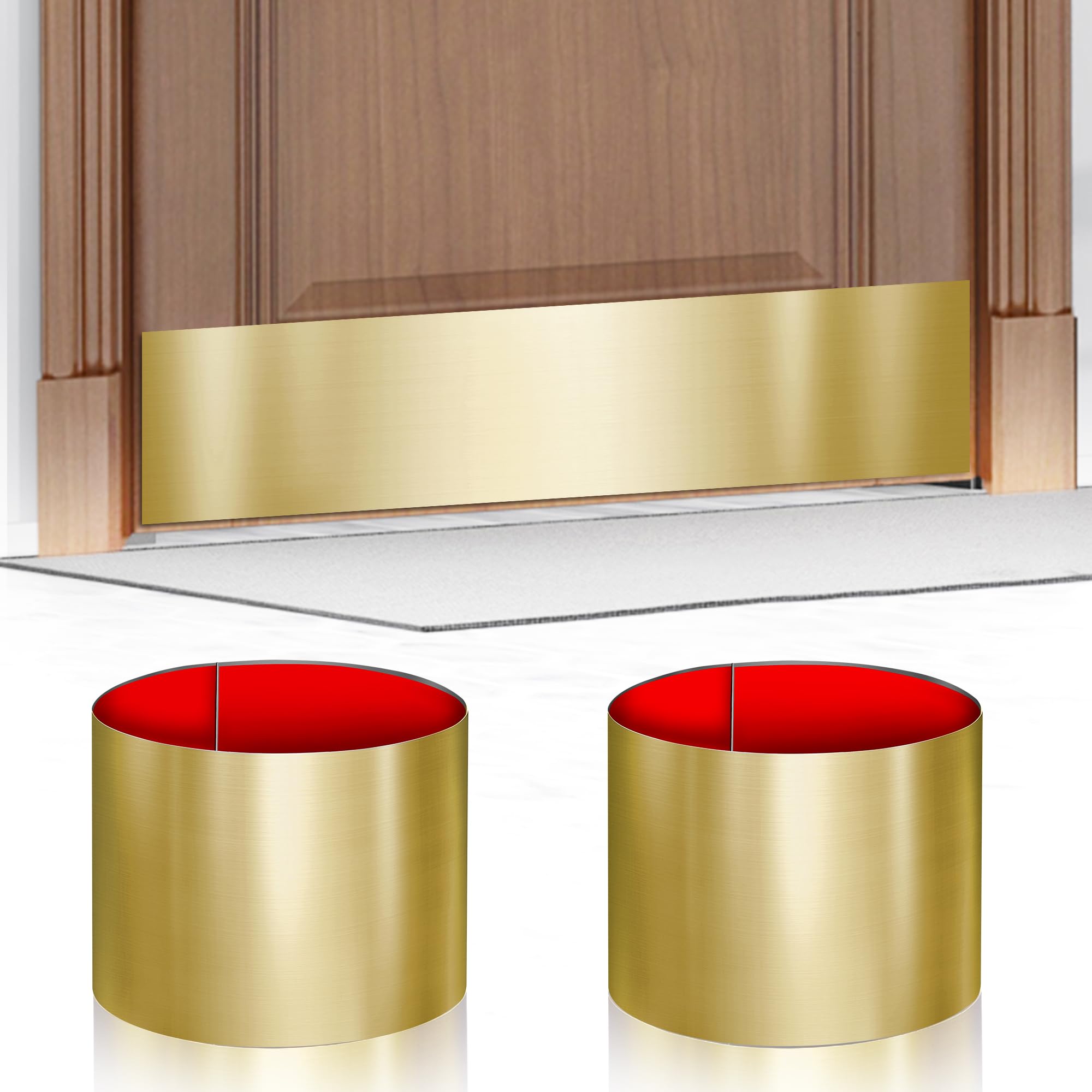 LILILIAN FMY  2 PCS 8 by 34 in Self Adhesive Stainless Steel Door Kick Plates for 36 in Doors Interior and Exterior Brushed Gold