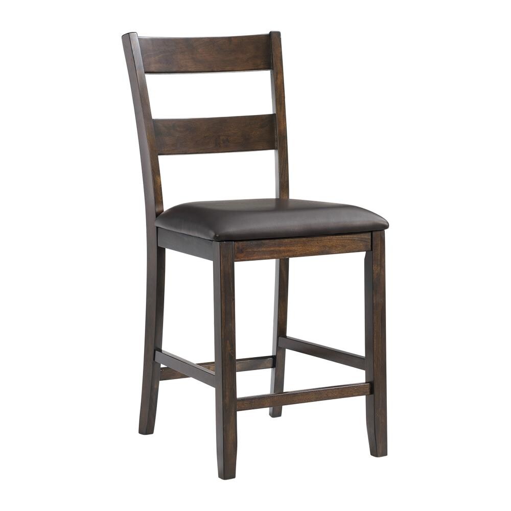 Reid Dark Walnut 5-Piece Counter Height Dining Set with Faux Leather Chairs